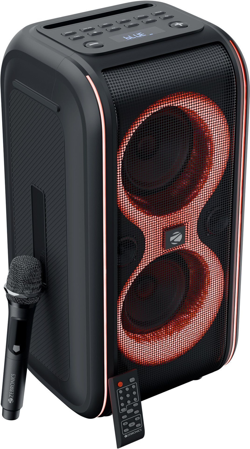Image of ZEBRONICS Party Fyre 90 Trolley Speaker 5h Playback, Wireless Mic with Display,TWS,USB,AUX 60 W Bluetooth Party Speaker