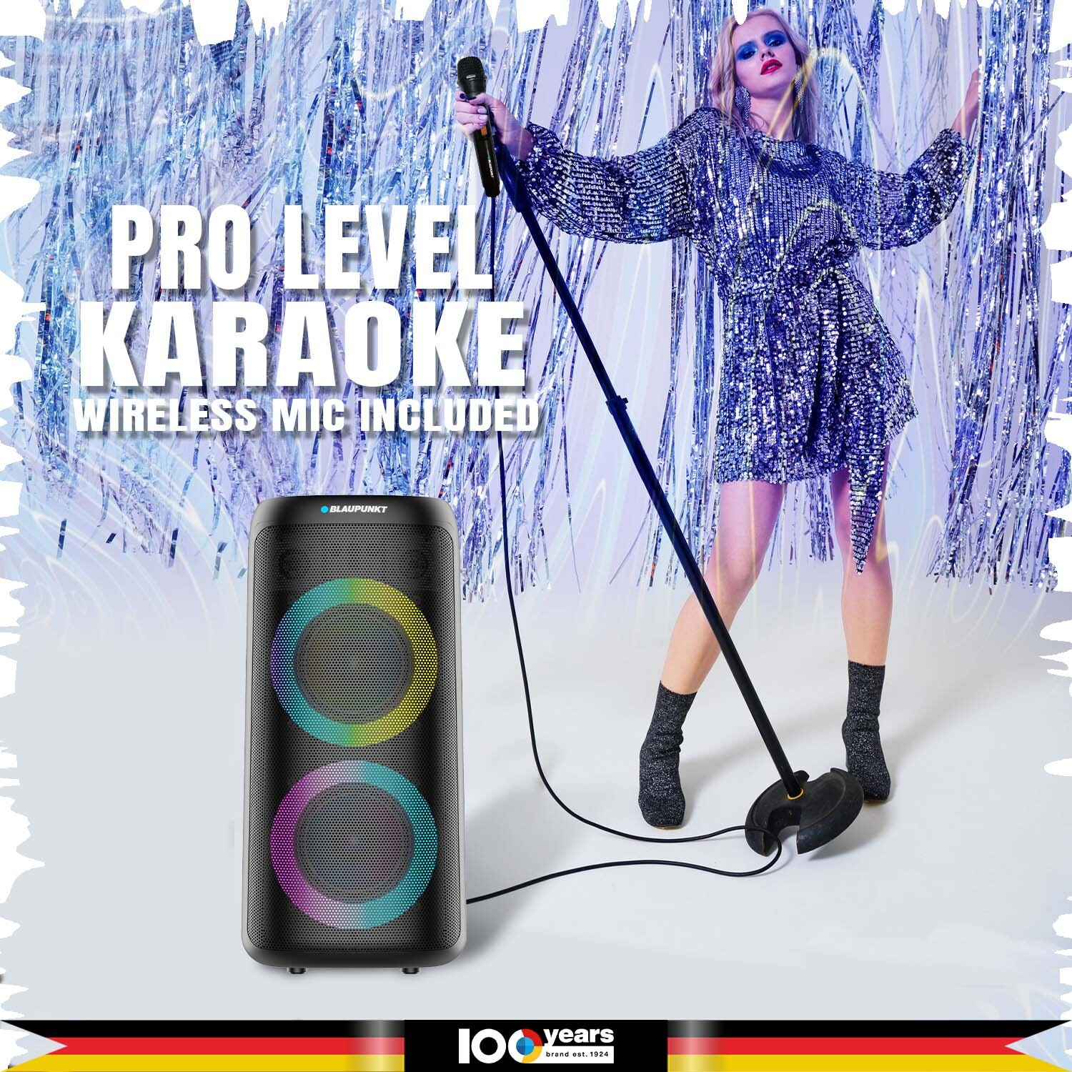 Image of Blaupunkt Blaupunkt 2026 Launch Rock & Roll RAVE I Dual 6.5 inch Woofers I Bass Boost 100 W Bluetooth Party Speaker