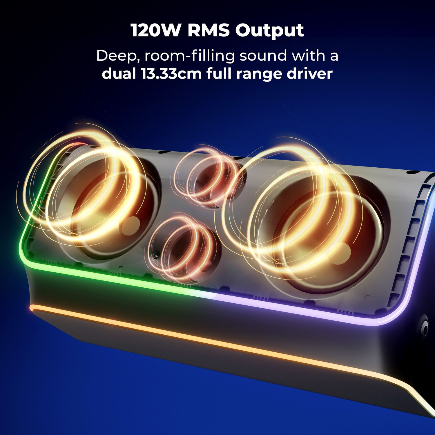 Image of ZEBRONICS Party Fyre 700, Upto 7hrs Playback, Wireless Mic, RGB, TWS, USB, AUX. 120 W Bluetooth Party Speaker