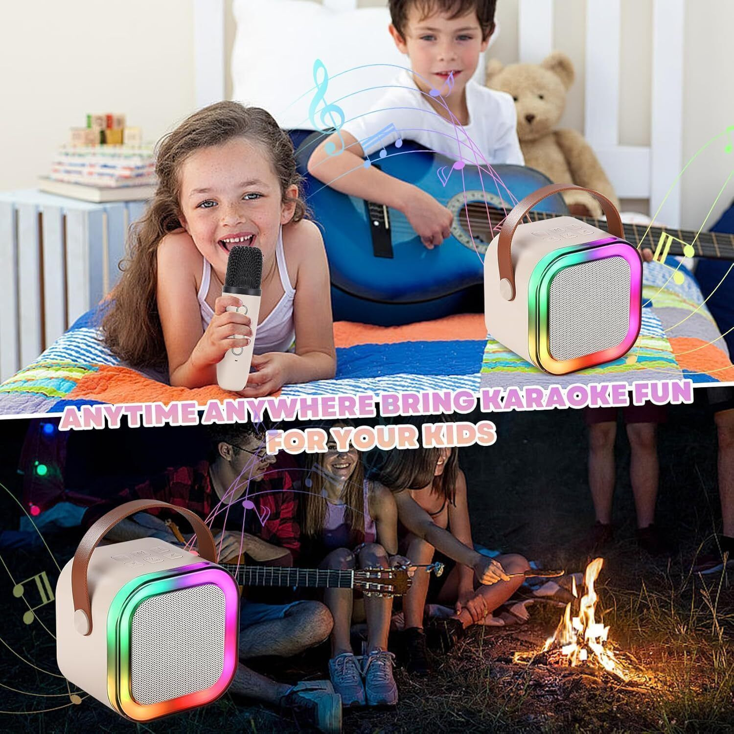 Image of YGM Acoustic Foams - Portable Kids Karaoke Speaker with 1 Mic, 5-6 Hrs Playtime & Voice Changing 5 W Bluetooth Party Speaker