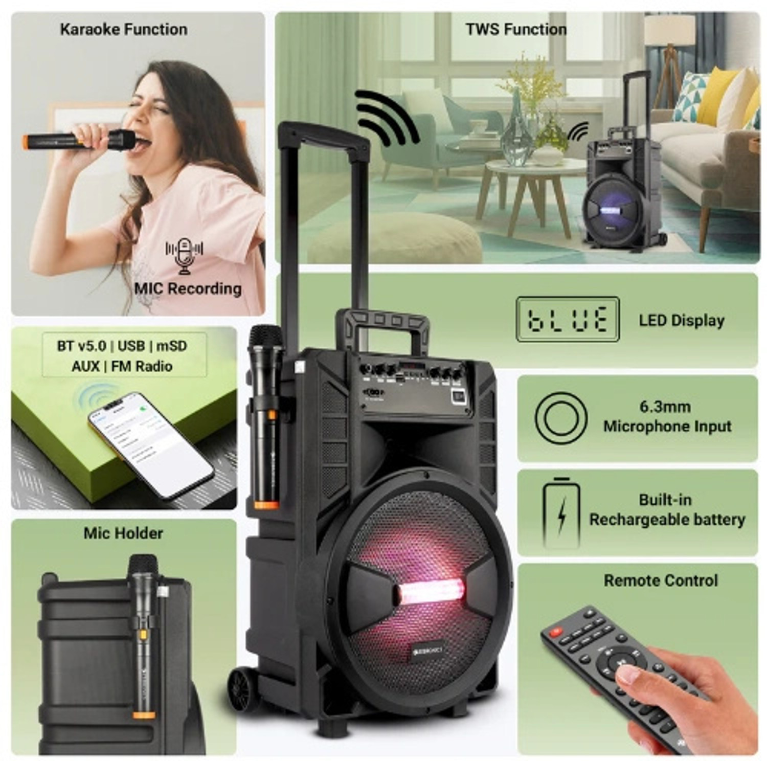 Image of ZEBRONICS 100 48 W Bluetooth Party Speaker