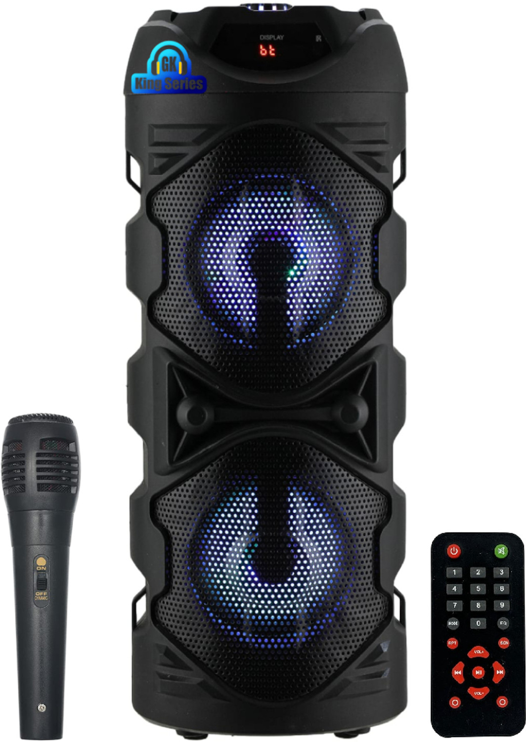 Image of Gk King Series Double Woofer 50W 2400Mah Battery Multi-Media Party Speaker with Wired Mic 50 W Bluetooth Party Speaker