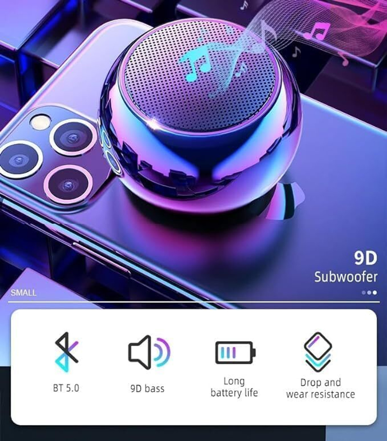 Image of URIWA Mini Wireless Bluetooth Speaker, Portable Speaker with Stereo Bass Sound 10 W Bluetooth Soundbar
