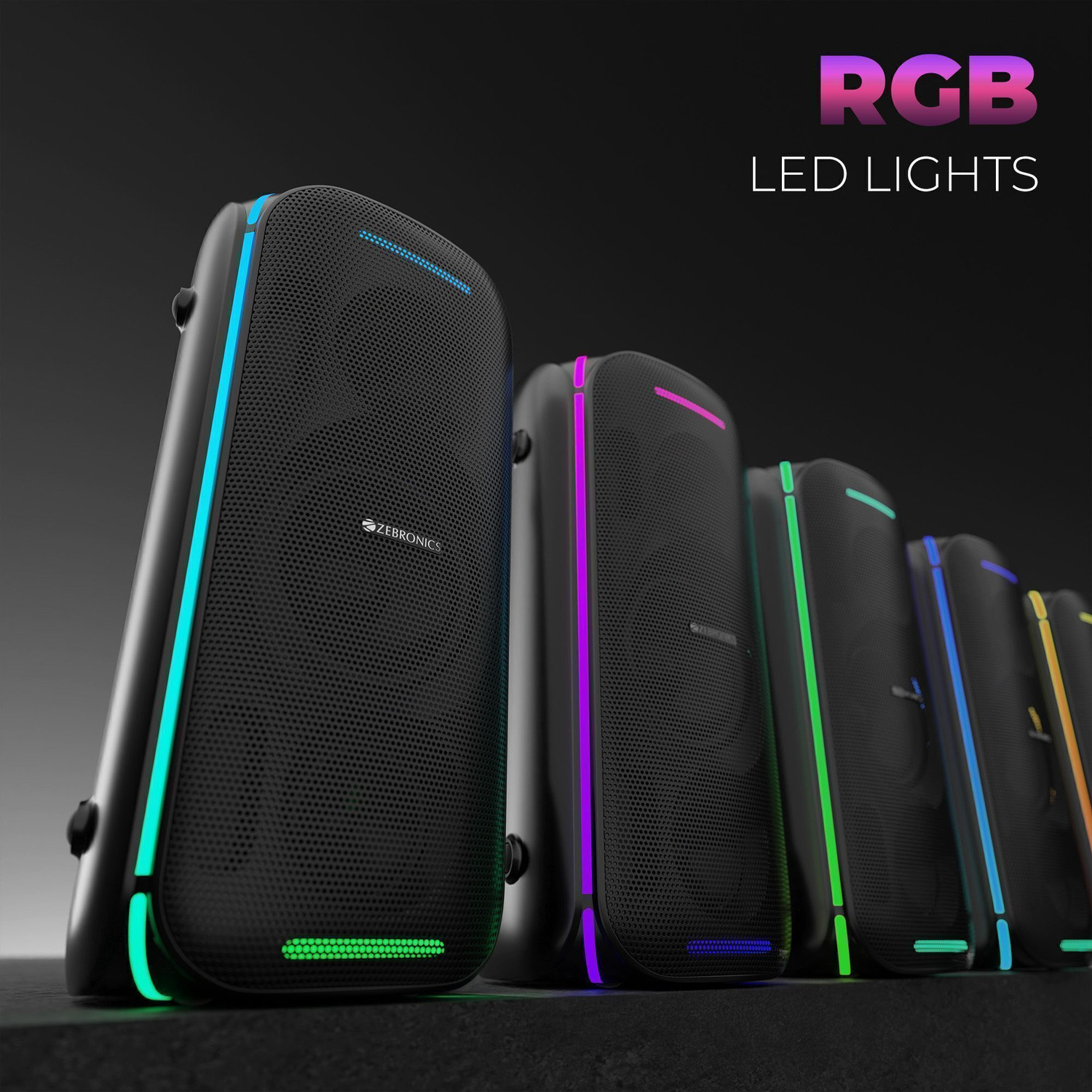 Image of ZEBRONICS Party Fyre 100 Trolley Speaker 6 Playback,Wireless Mic with Display,USB, AUX 90 W Bluetooth Party Speaker