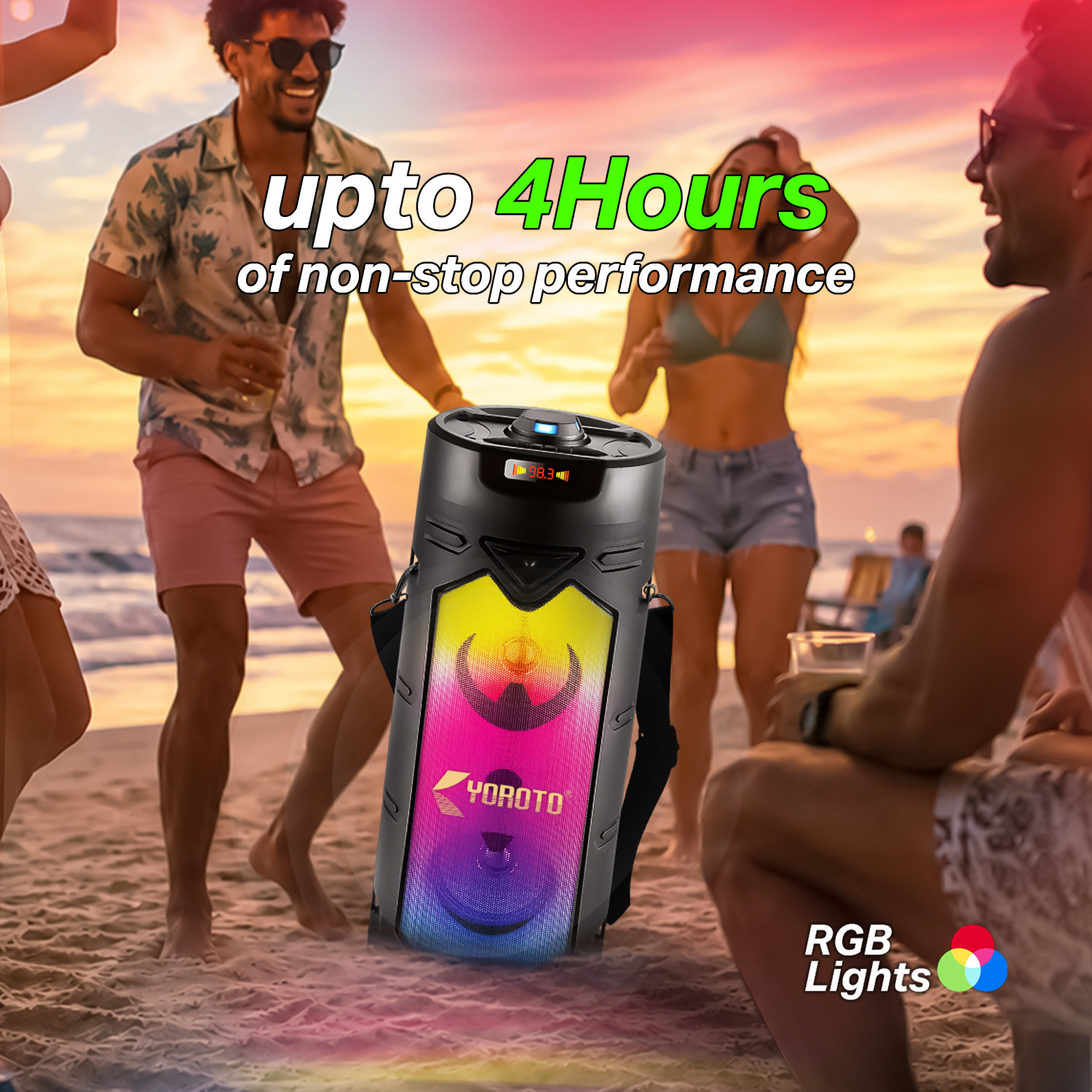 Image of YOROTO Bluetooth Party Speaker with Wired Mic, Surround sound, RGB Lights & Tws Mode 40 W Bluetooth Party Speaker