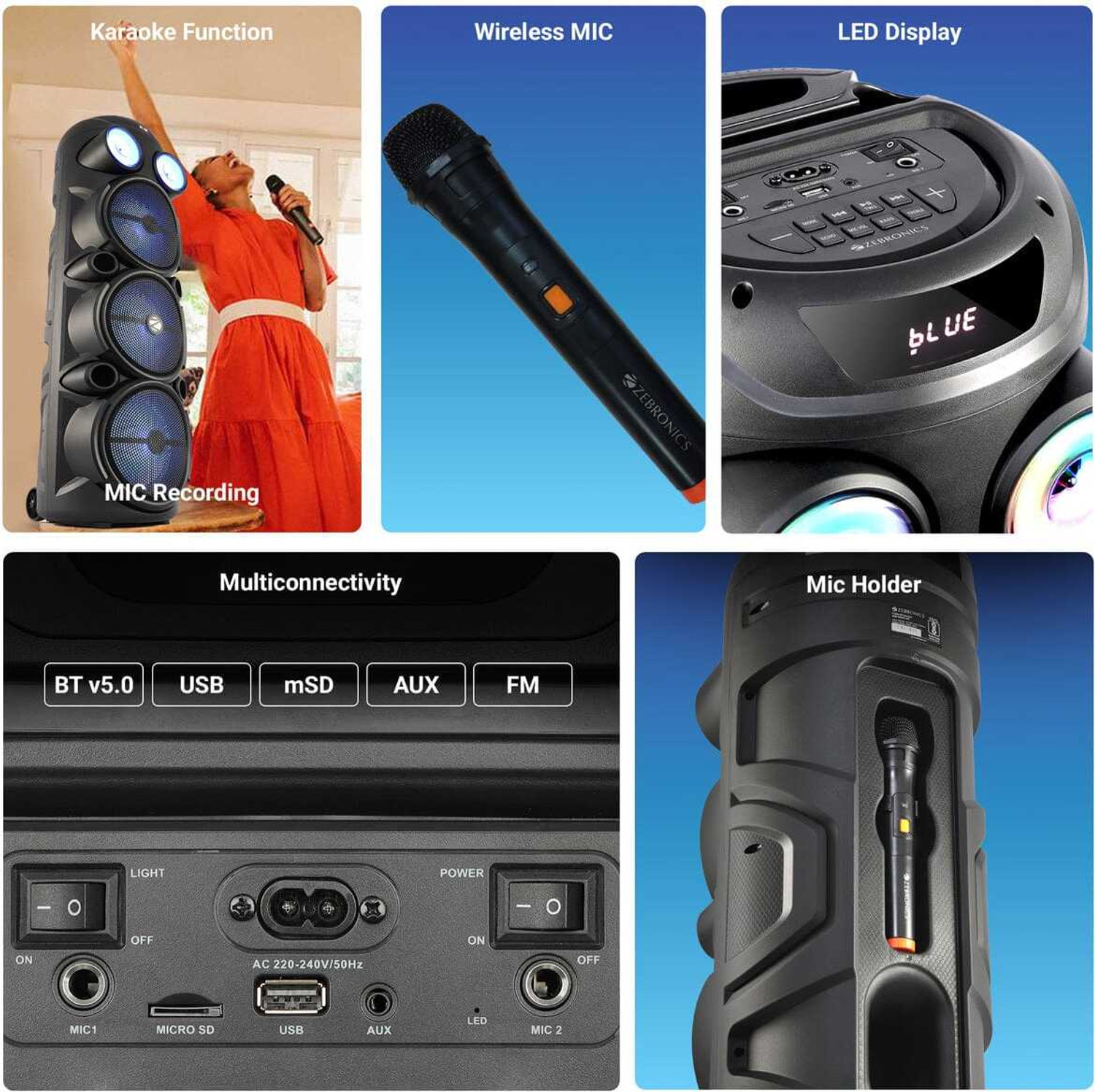 Image of ZEBRONICS Zeb Vigor 100 100 W Bluetooth Party Speaker