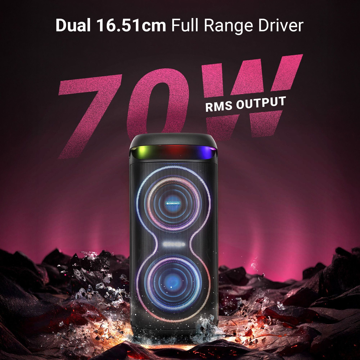 Image of ZEBRONICS Zeb-Starlit 70 W Bluetooth Party Speaker