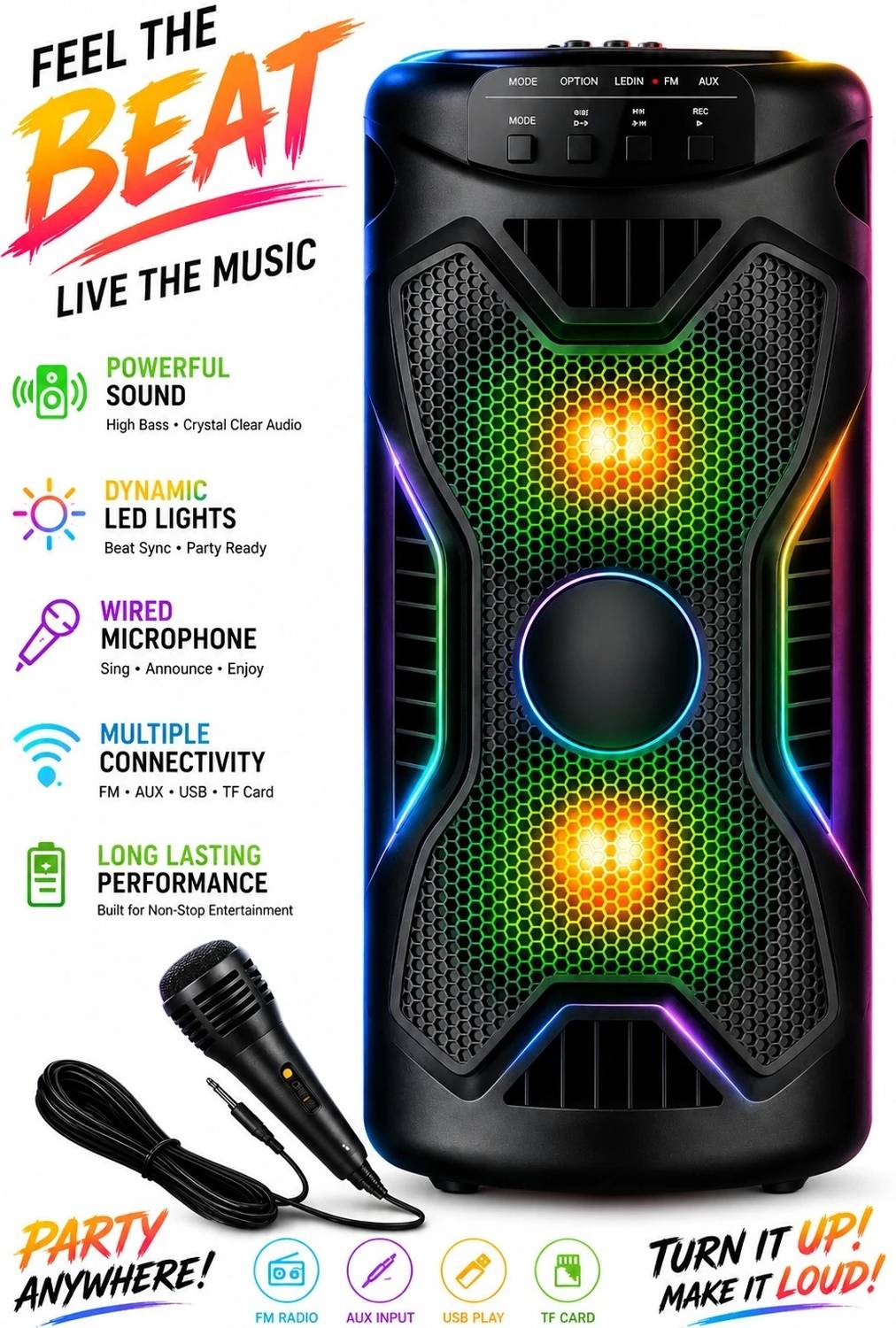 LIMBRO party speaker 1000 W Bluetooth Party Speaker