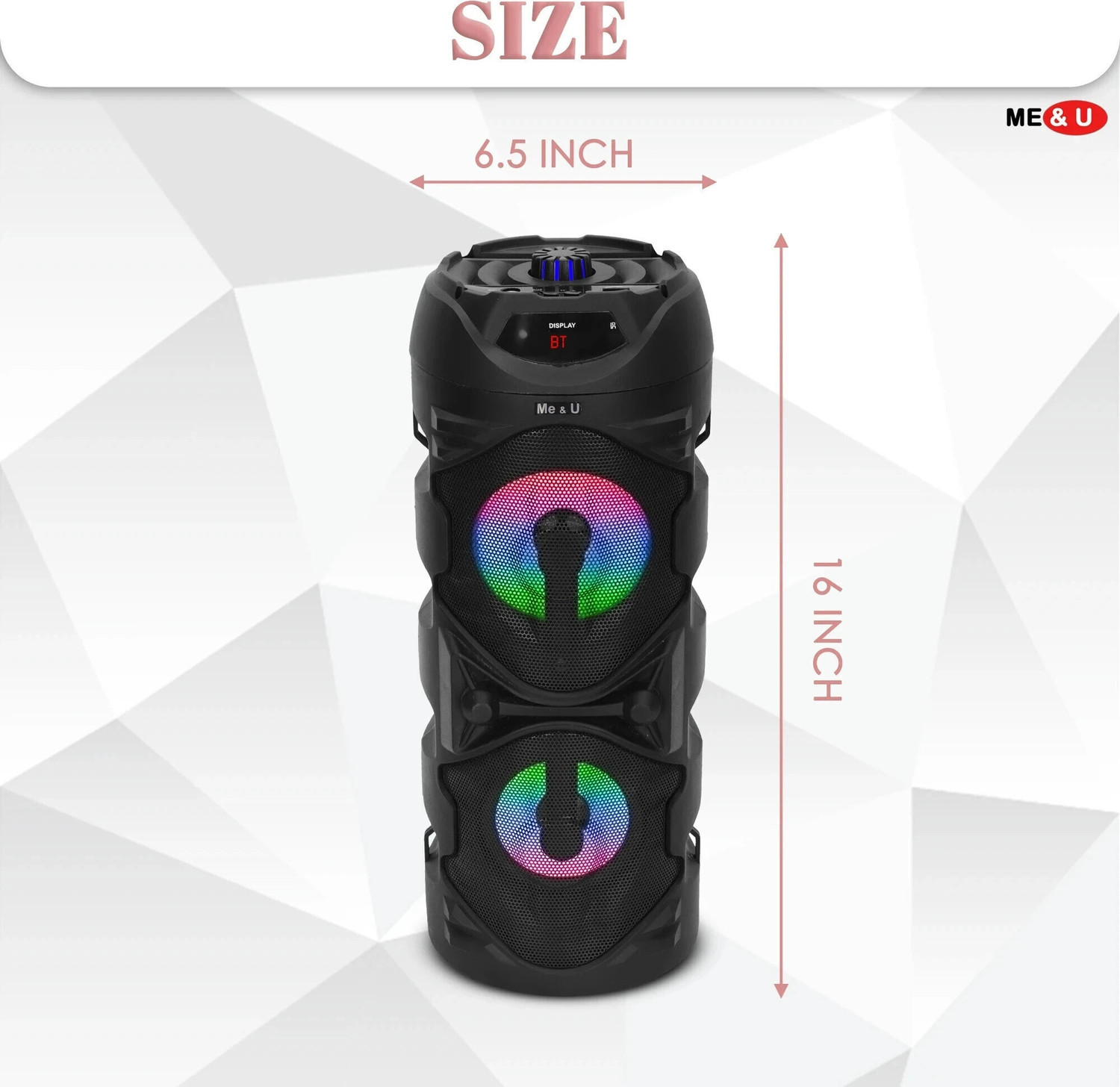 Image of ME&U Storm PartyBox with 10hours play time TWS BT FM AUX RGB Light karaoke mic 40 W Bluetooth Party Speaker