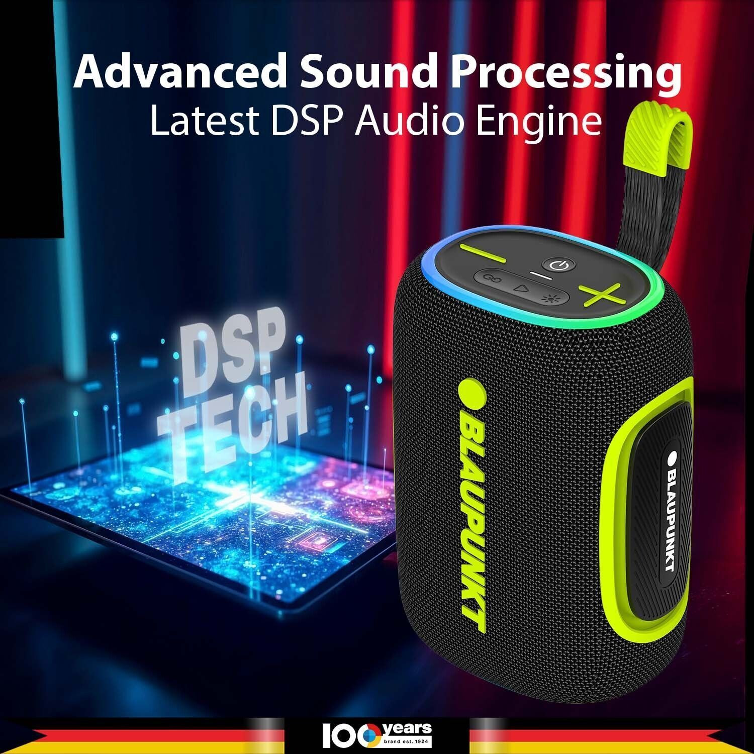 Image of Blaupunkt ATOMIK OMG ATOM Party Bluetooth Speaker I Jazzy Aura Party Neon Lights 60 W Bluetooth Party Speaker