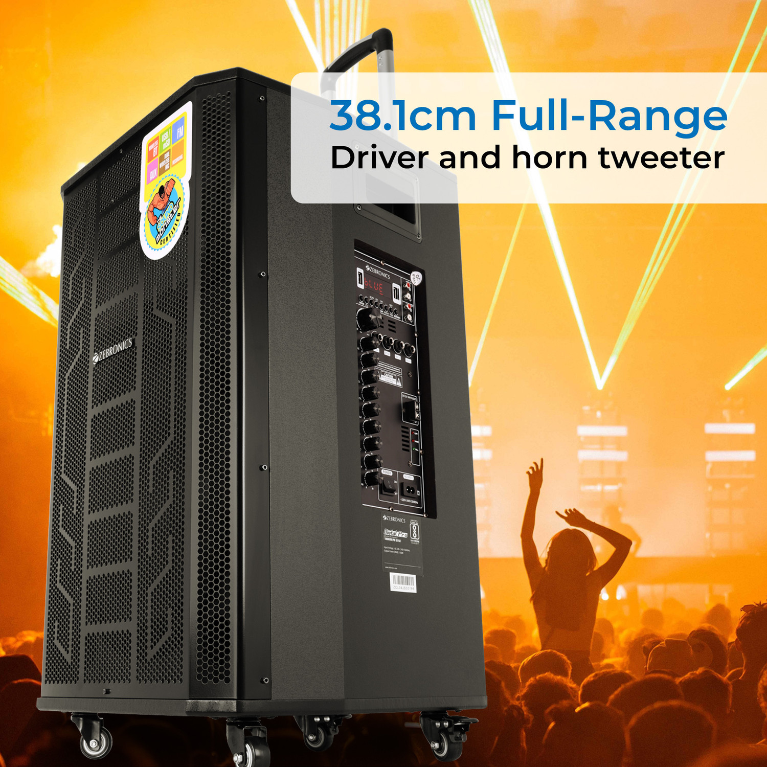 Image of ZEBRONICS ZEB-PRO 2X15L1 (METAL PRO) with Dual Wireless Mic, 150 W Bluetooth Party Speaker