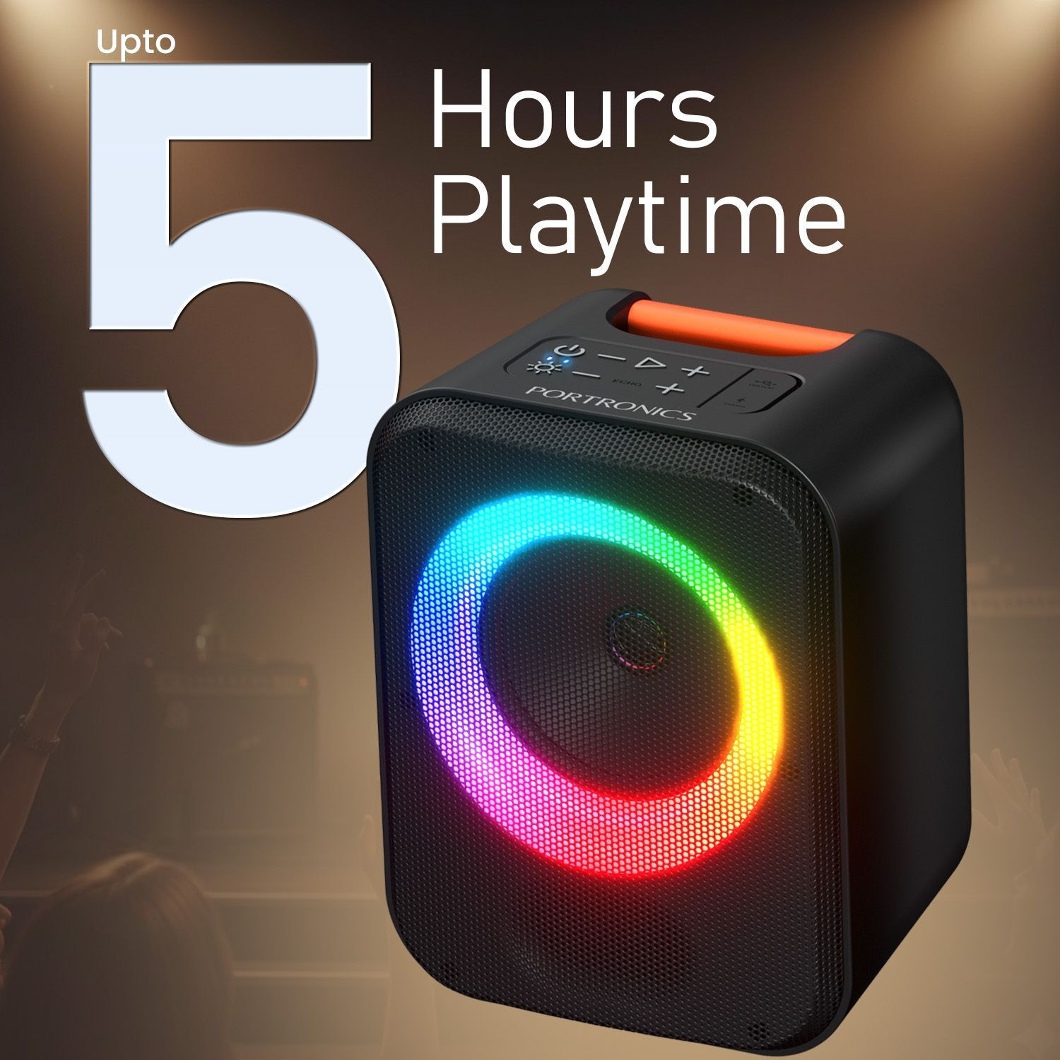 Image of Portronics 30W Apollo 30 Bluetooth V5.4 Portable Speaker,Wireless Karaoke Mic,ECHO Control 30 W Bluetooth Party Speaker
