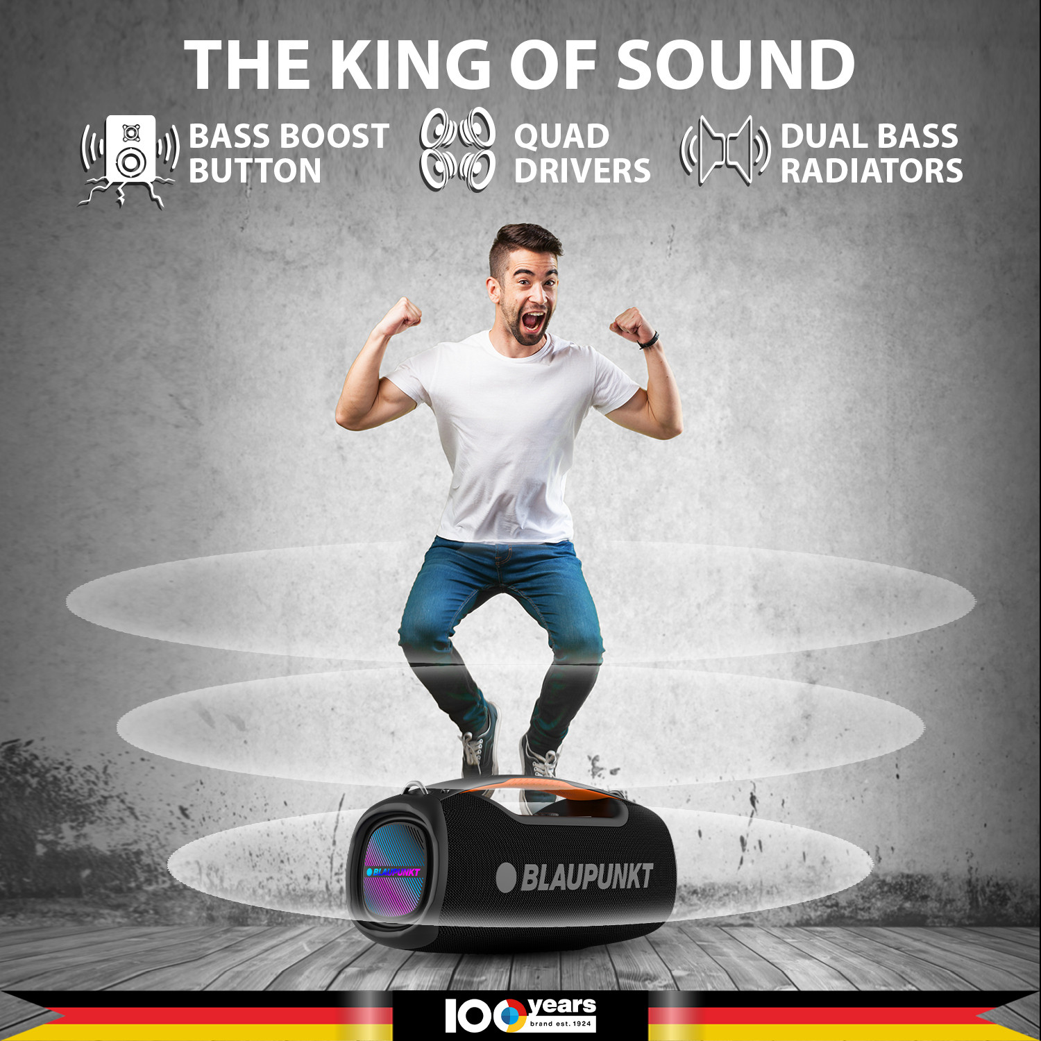 Image of Blaupunkt Atomik Knightz 100W King of Boombox I 9 Aura Lights I BT Party Speaker 100 W Bluetooth Party Speaker