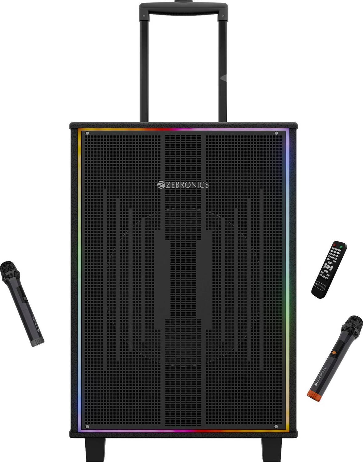 ZEBRONICS Party Fyre 600 Trolley Speaker 5h Playback, Dual UHF Mic, Karaoke USB, AUX 180 W Bluetooth Party Speaker