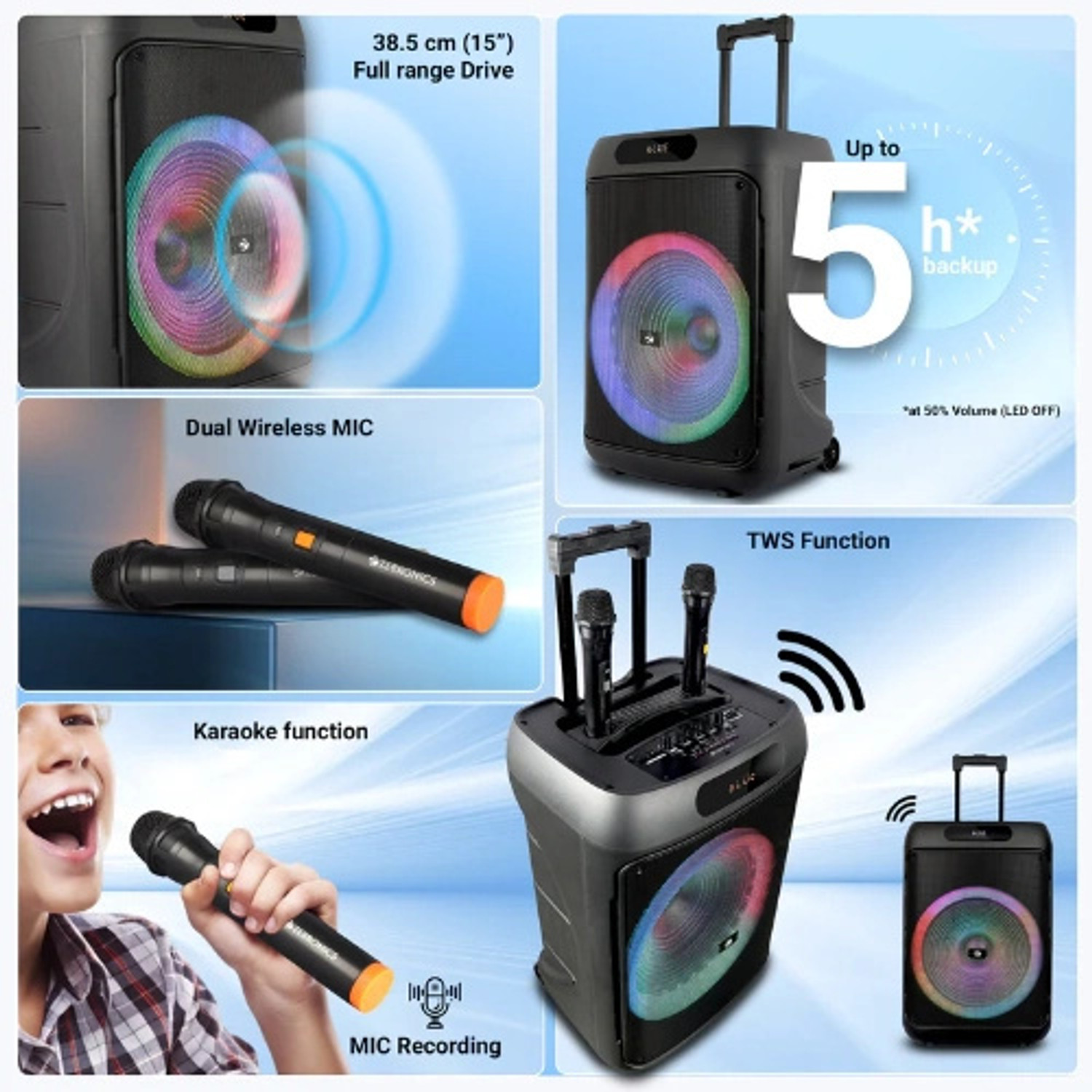 Image of ZEBRONICS ZEB JOLT 100 120 W Bluetooth Party Speaker