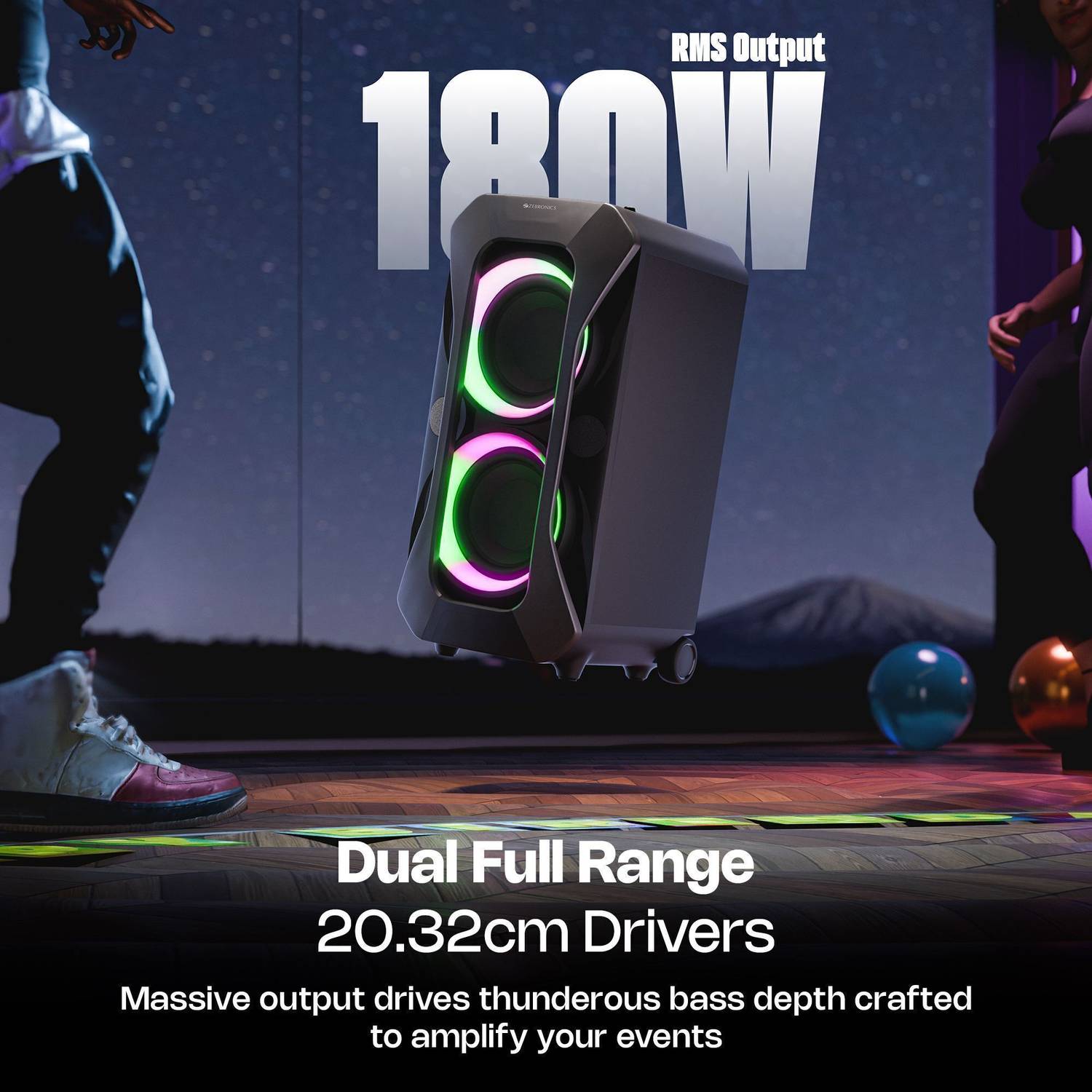 ZEBRONICS ROXOR PLUS 180W Bluetooth Party Speaker - Image 2