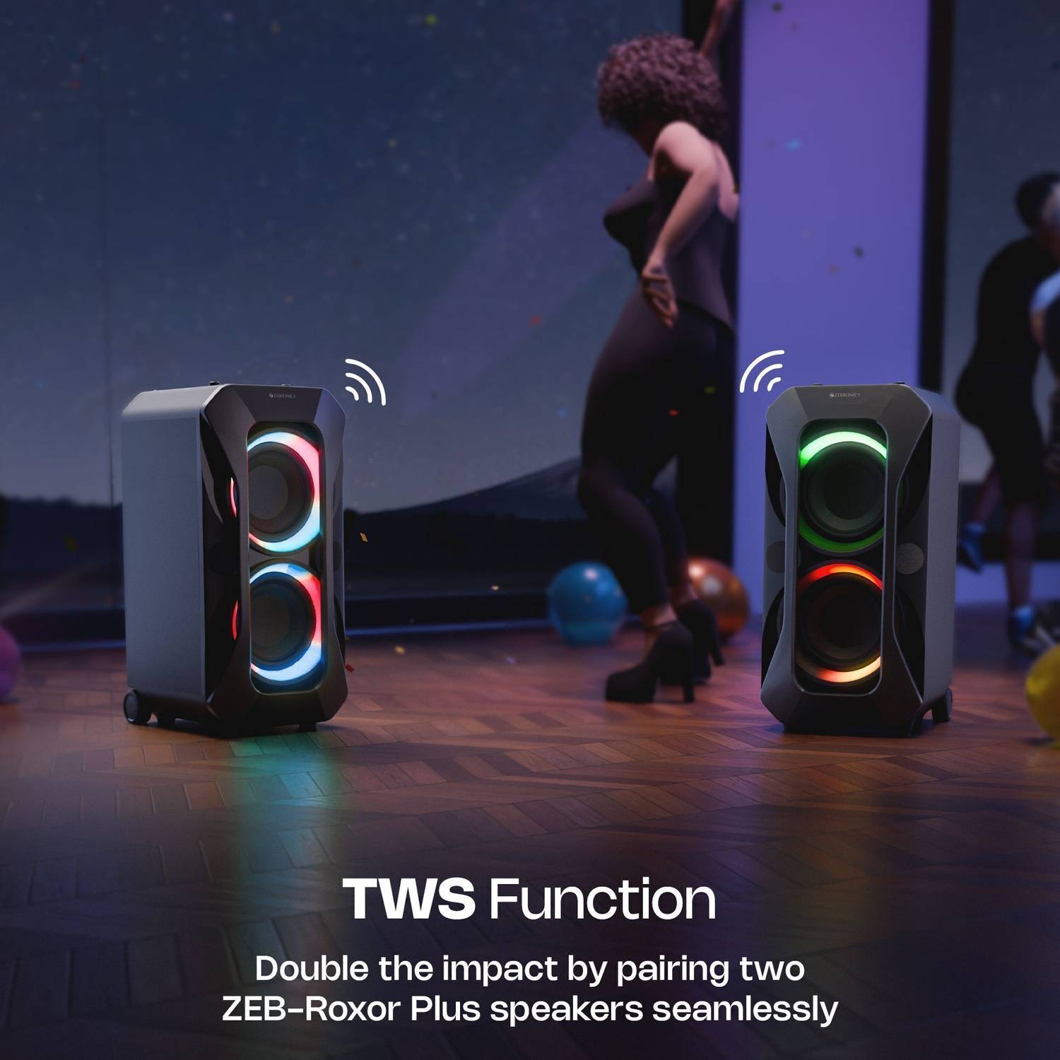 ZEBRONICS ROXOR PLUS 180W Bluetooth Party Speaker - Image 5