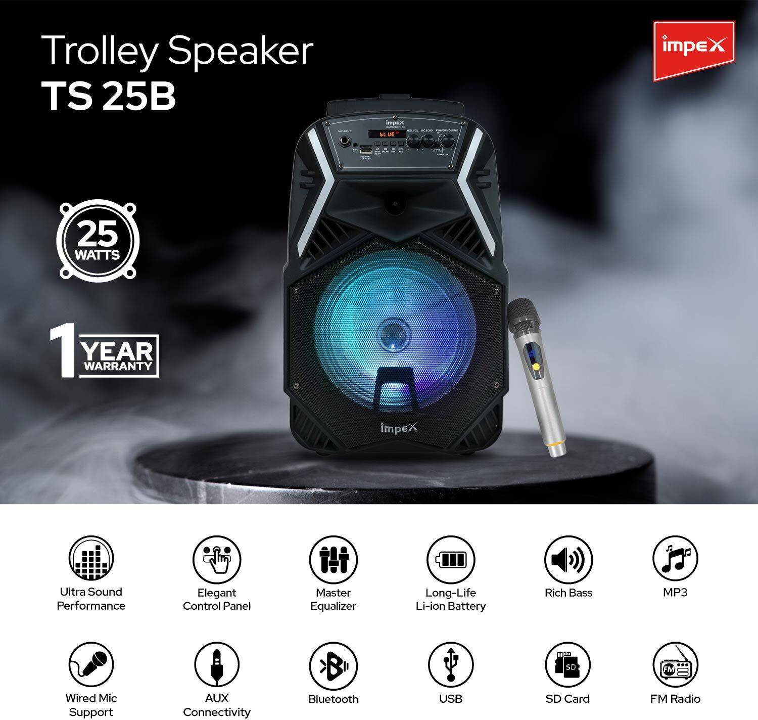 IMPEX TS 25B 25W Bluetooth Party Speaker - Image 2