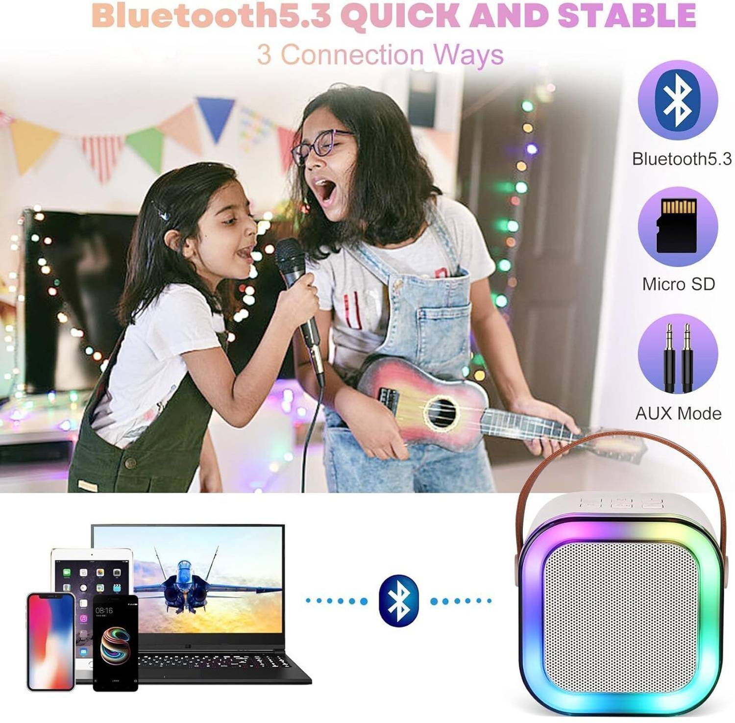 YGM Portable Kids Karaoke Speaker with Mic - Image 5