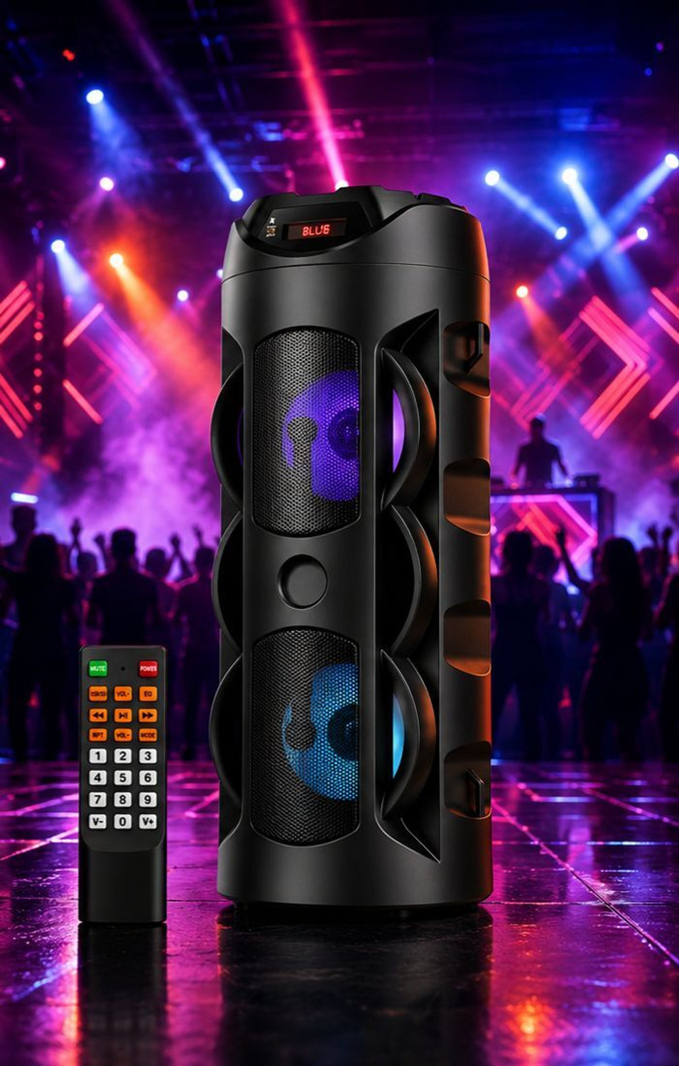 Image of ZEKLY 40W Bluetooth Tower Speaker | Dual Woofer RGB Lights | Remote | 40 W Bluetooth Party Speaker