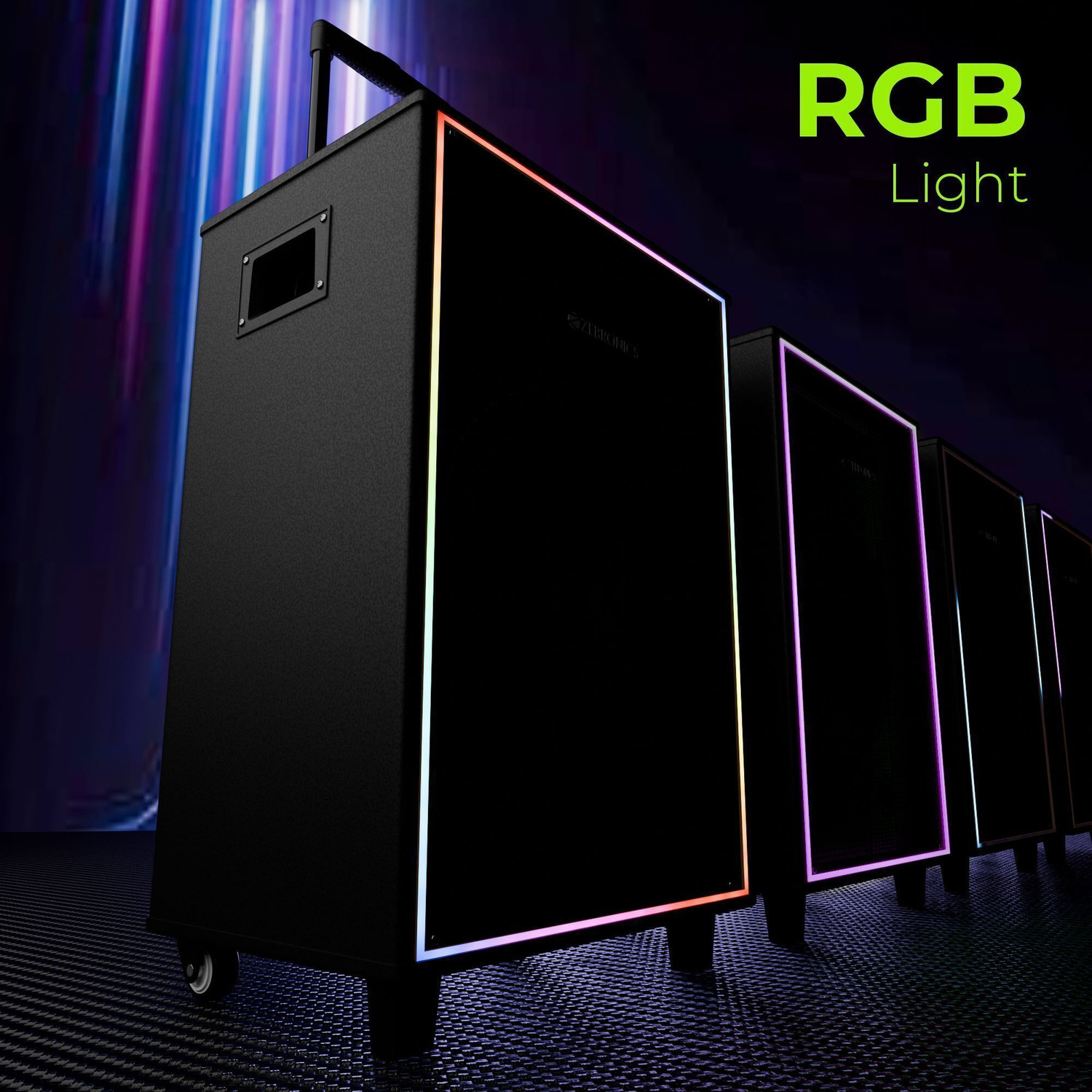 Image of ZEBRONICS Party Fyre 600 Trolley Speaker 5h Playback, Dual UHF Mic, Karaoke USB, AUX 180 W Bluetooth Party Speaker