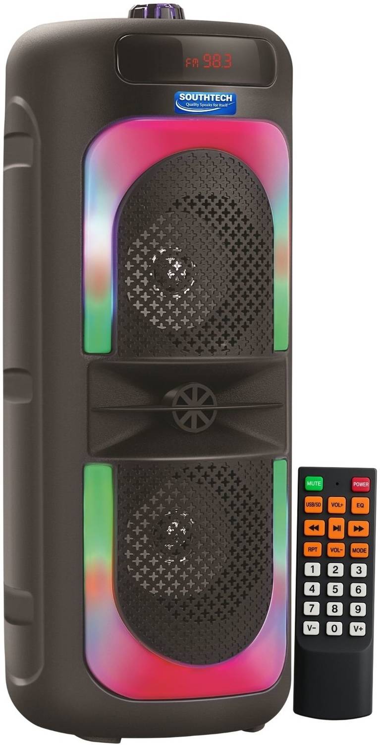 Buy SOUTHTECH BOOM BOX Bluetooth Party Tower Speaker|Dual Woofer|Dancing RGB Lights|Remote| 40 W Bluetooth Party Speaker Online from Flipkart.com