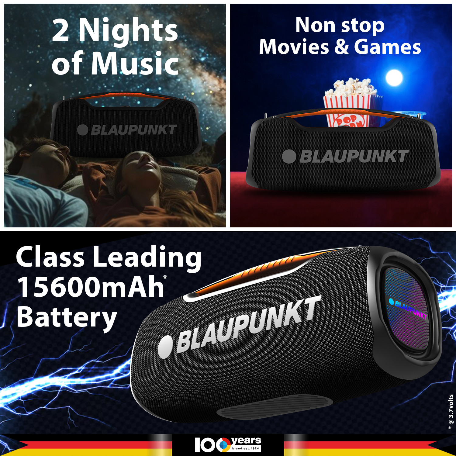 Image of Blaupunkt Atomik Knightz 100W King of Boombox I 9 Aura Lights I BT Party Speaker 100 W Bluetooth Party Speaker
