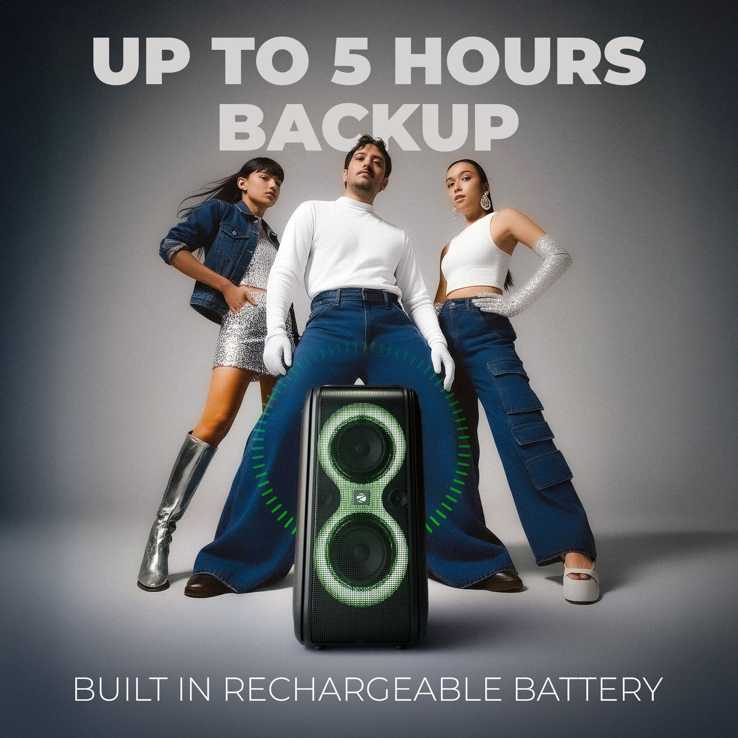 Image of ZEBRONICS Party Fyre 90 Trolley Speaker 5h Playback, Wireless Mic with Display,TWS,USB,AUX 60 W Bluetooth Party Speaker