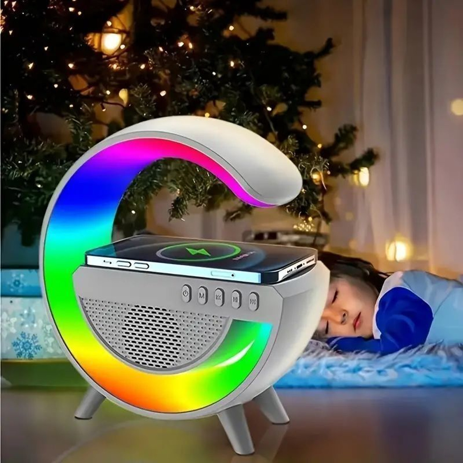 Image of RUTKARMAA Mini Colorful Ambient Light Wireless Charging Audio, Smart Music Desk Lamp 5 W Bluetooth Party Speaker