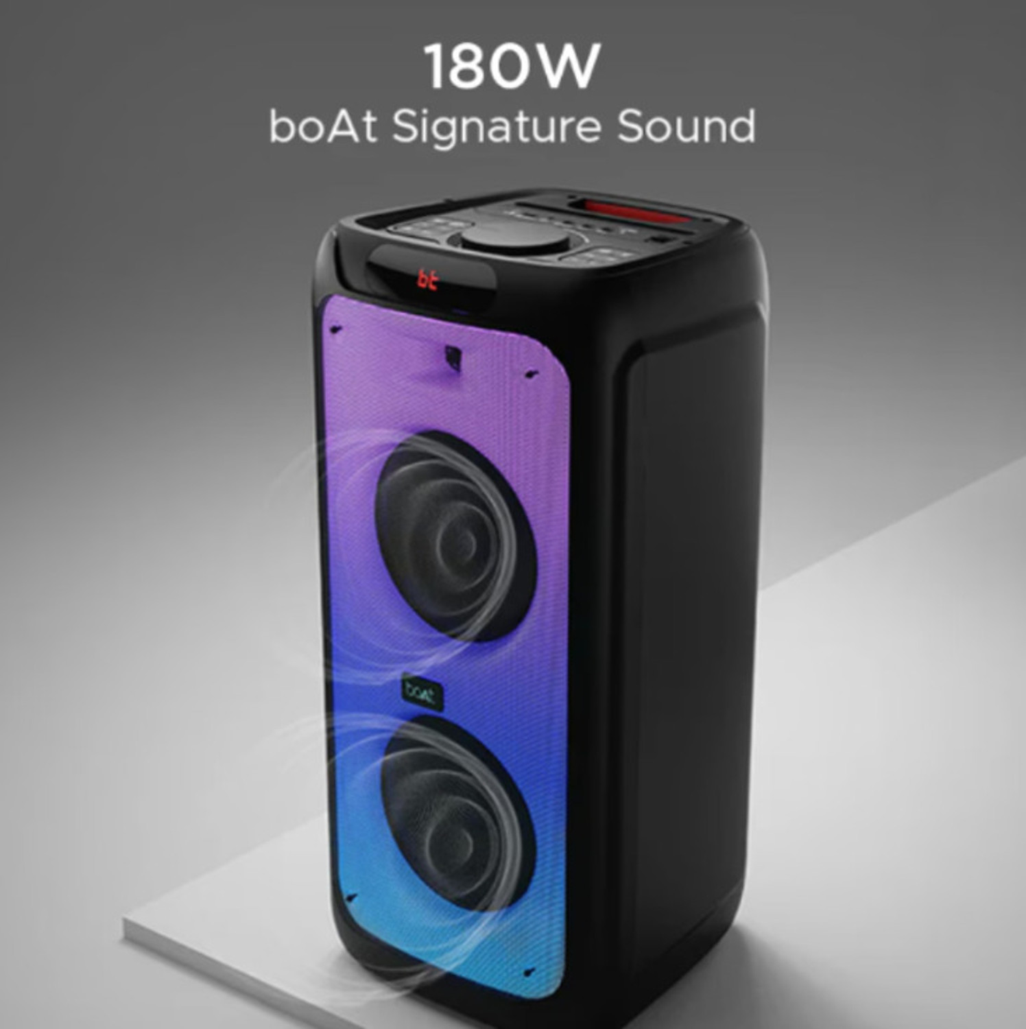 Image of boAt 450 Signature Sound, Flame LEDs, Playtime upto 6 Hrs 2 Mics for Karaoke 180 W Bluetooth Party Speaker