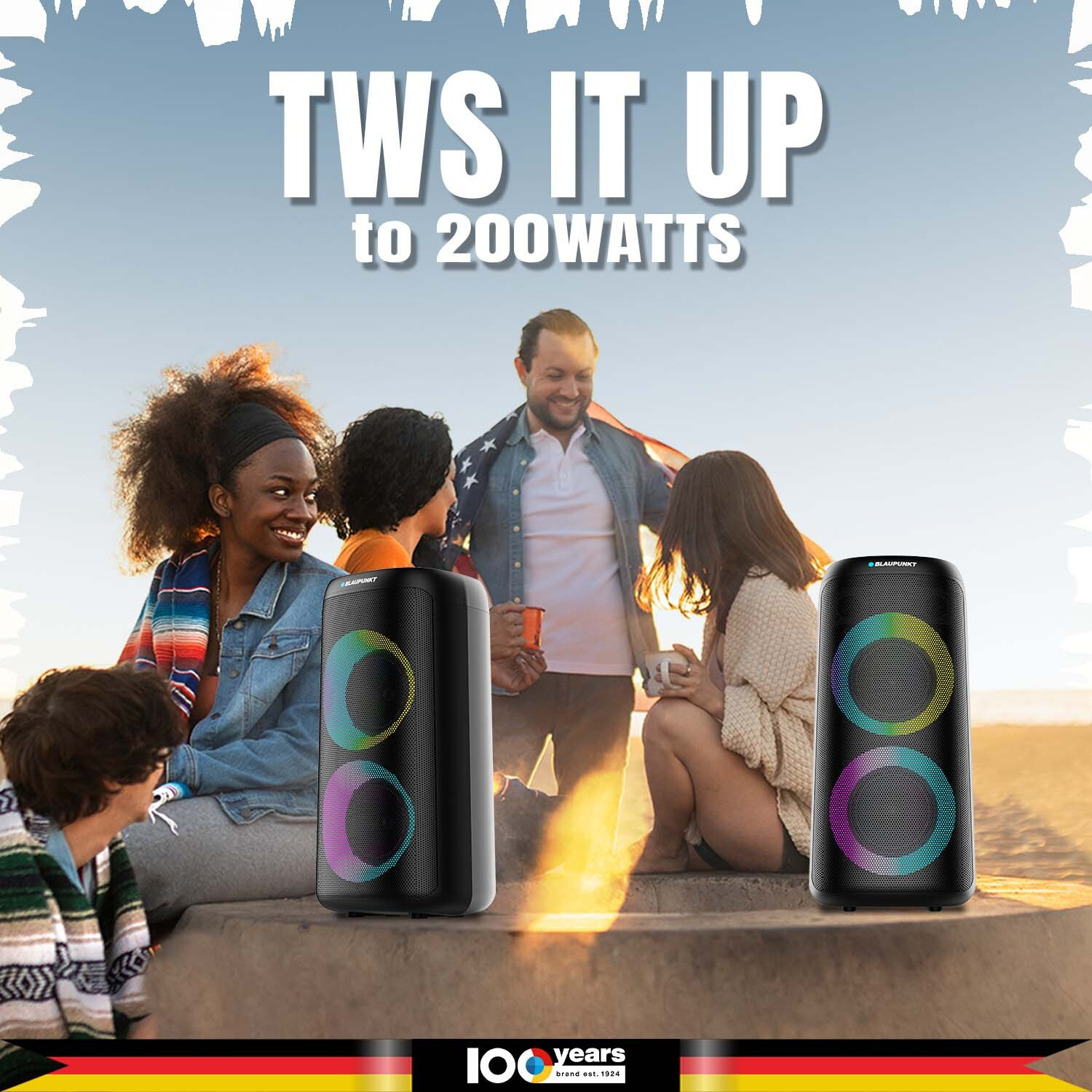 Image of Blaupunkt Blaupunkt 2026 Launch Rock & Roll RAVE I Dual 6.5 inch Woofers I Bass Boost 100 W Bluetooth Party Speaker