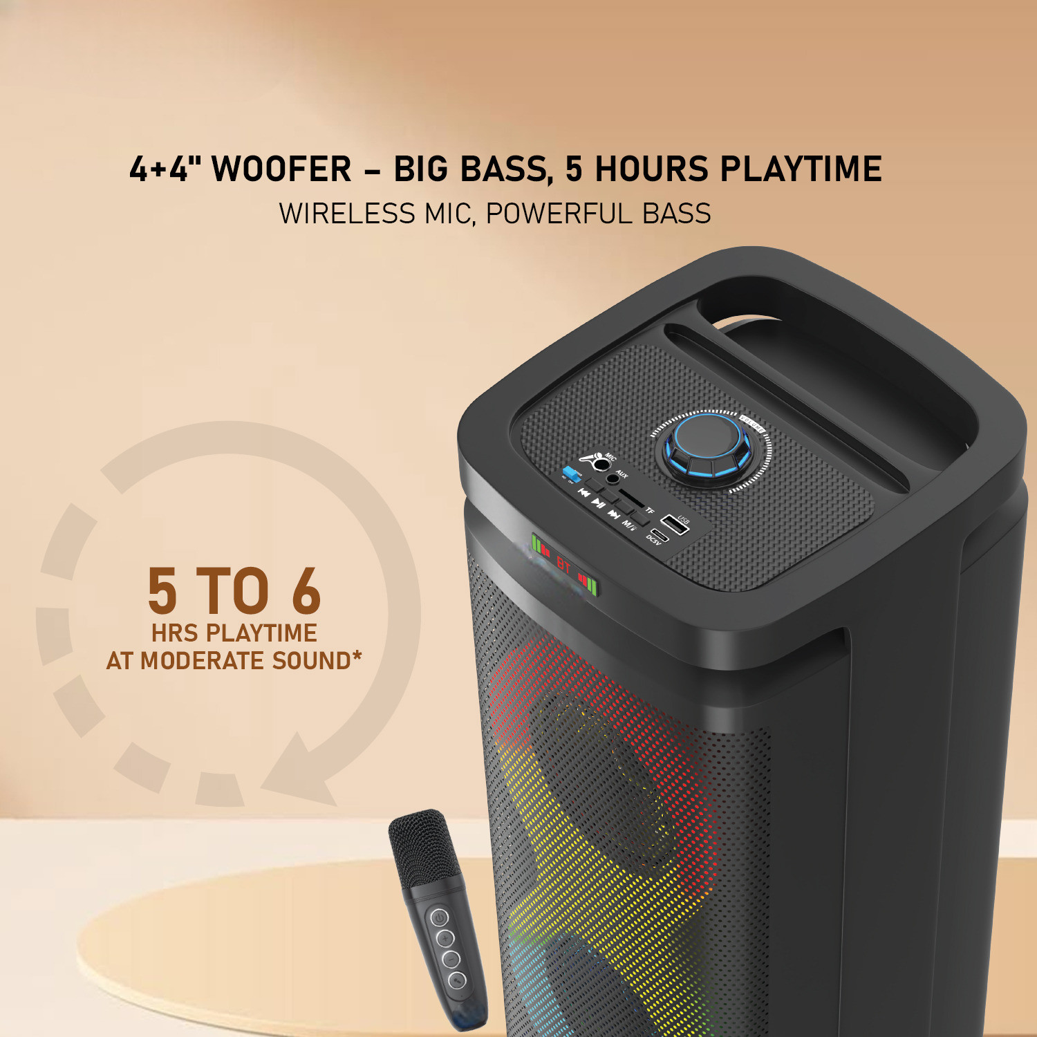 Image of Neuton pro Party Speaker with Wireless Mic | Boom Box Speaker | RGB Lights | Deep Bass| 70 W Bluetooth Party Speaker