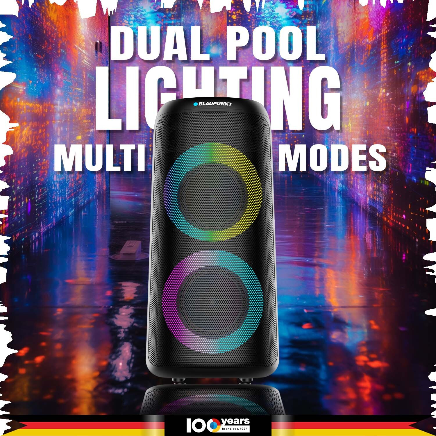 Image of Blaupunkt Blaupunkt 2026 Launch Rock & Roll RAVE I Dual 6.5 inch Woofers I Bass Boost 100 W Bluetooth Party Speaker