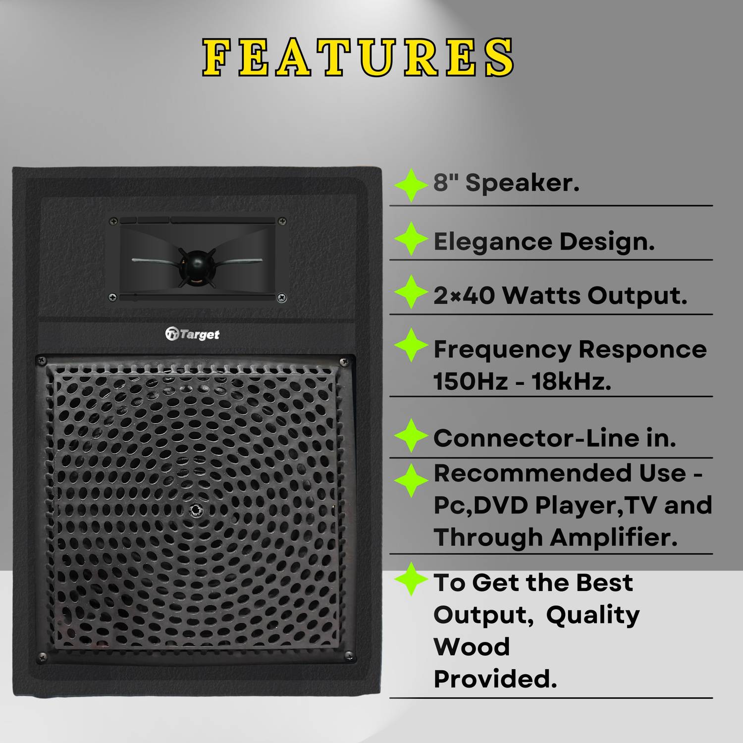 Target TT-304 8" Multimedia Speakers 2x 80W - Image 2