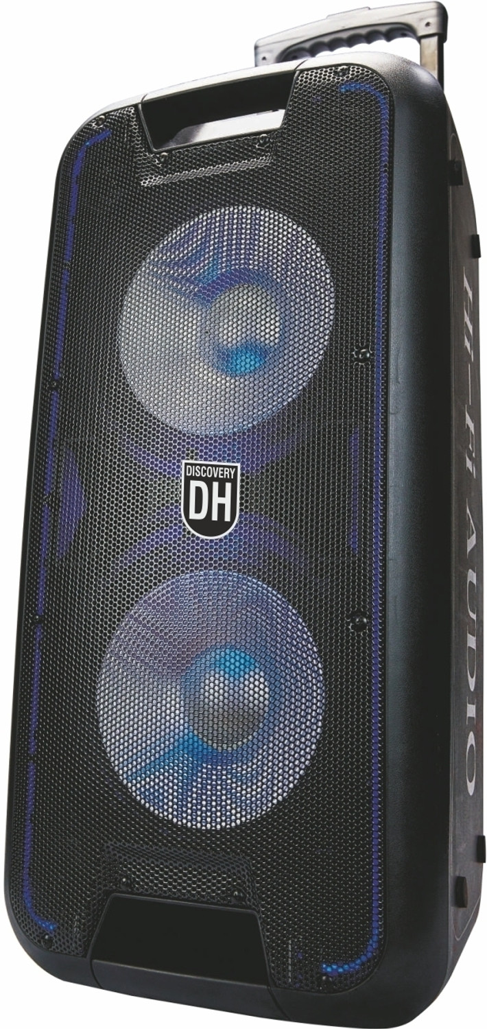 Image of DH Discovery DH-102 Trolley Speaker (2 Wireless Mic) LED Light-Battery 6Hr Playtime 12000 W Bluetooth Party Speaker