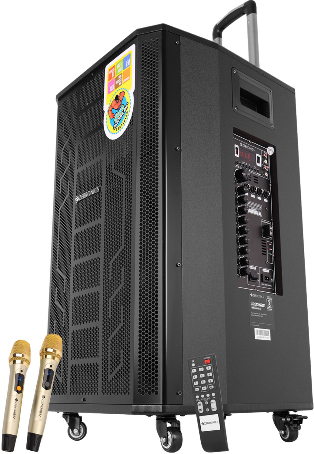 Image of ZEBRONICS ZEB-PRO 2X15L1 (METAL PRO) with Dual Wireless Mic, 150 W Bluetooth Party Speaker