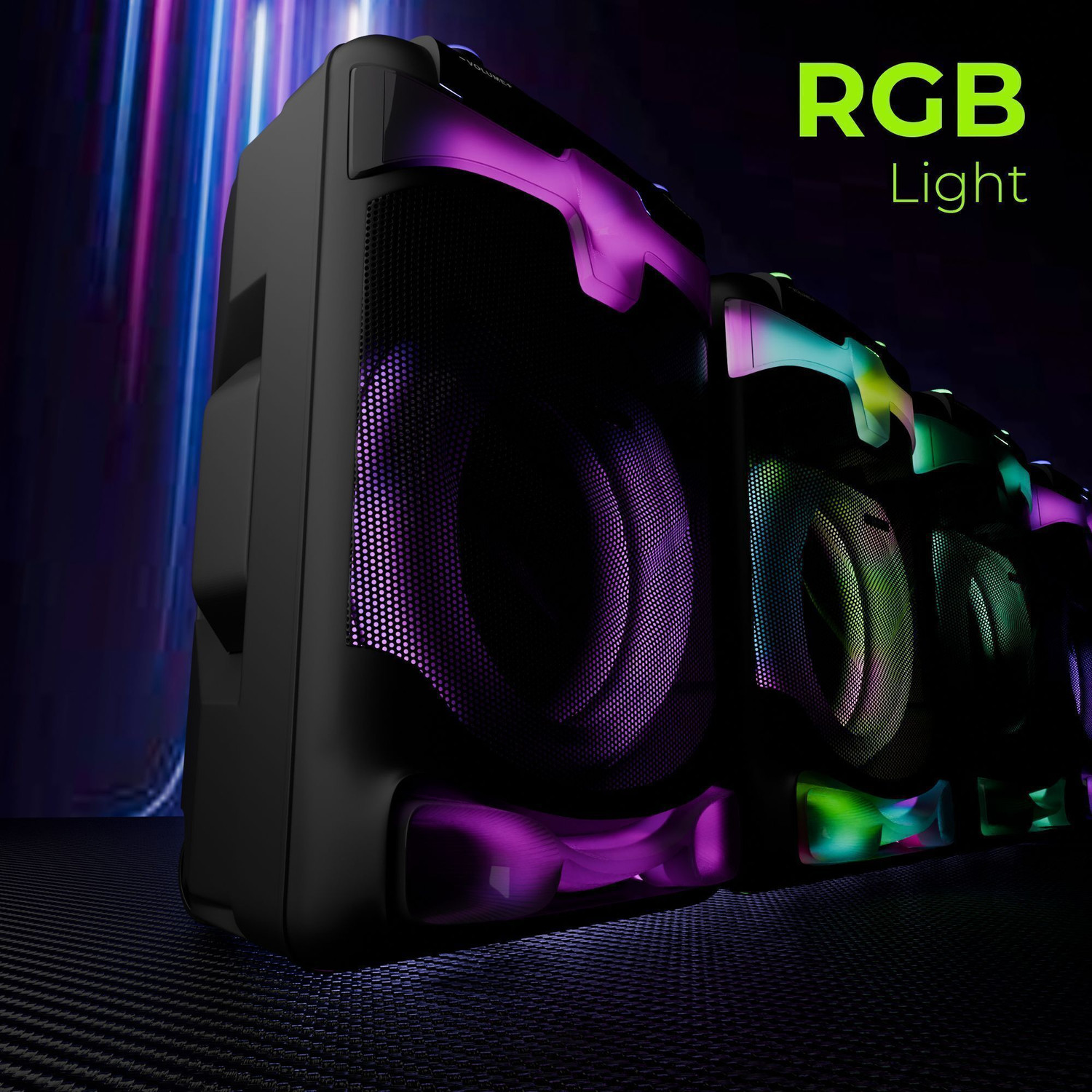Image of ZEBRONICS Dazzio Trolley Speaker 5hr Playback,Dual Wireless Mic ,Karaoke,USB, AUX,RGB 130 W Bluetooth Party Speaker