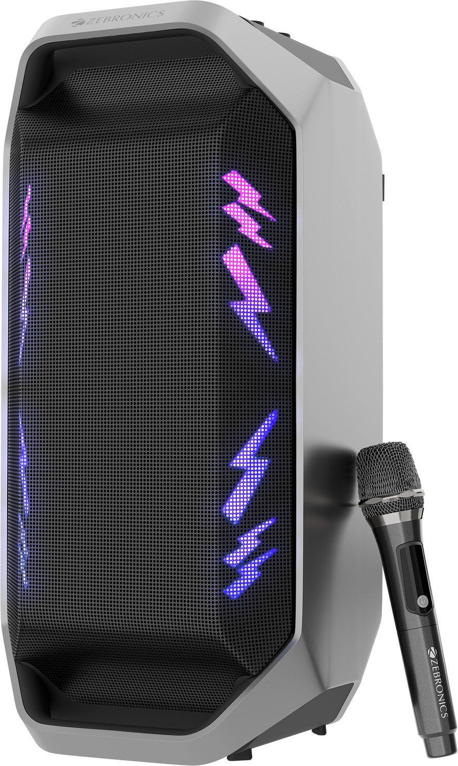 Image of ZEBRONICS Party fyre 110,Up to 6hrs Backup, Dual Drivers, Wireless Karaoke Mic, BTv5.3,TWS 110 W Bluetooth Party Speaker