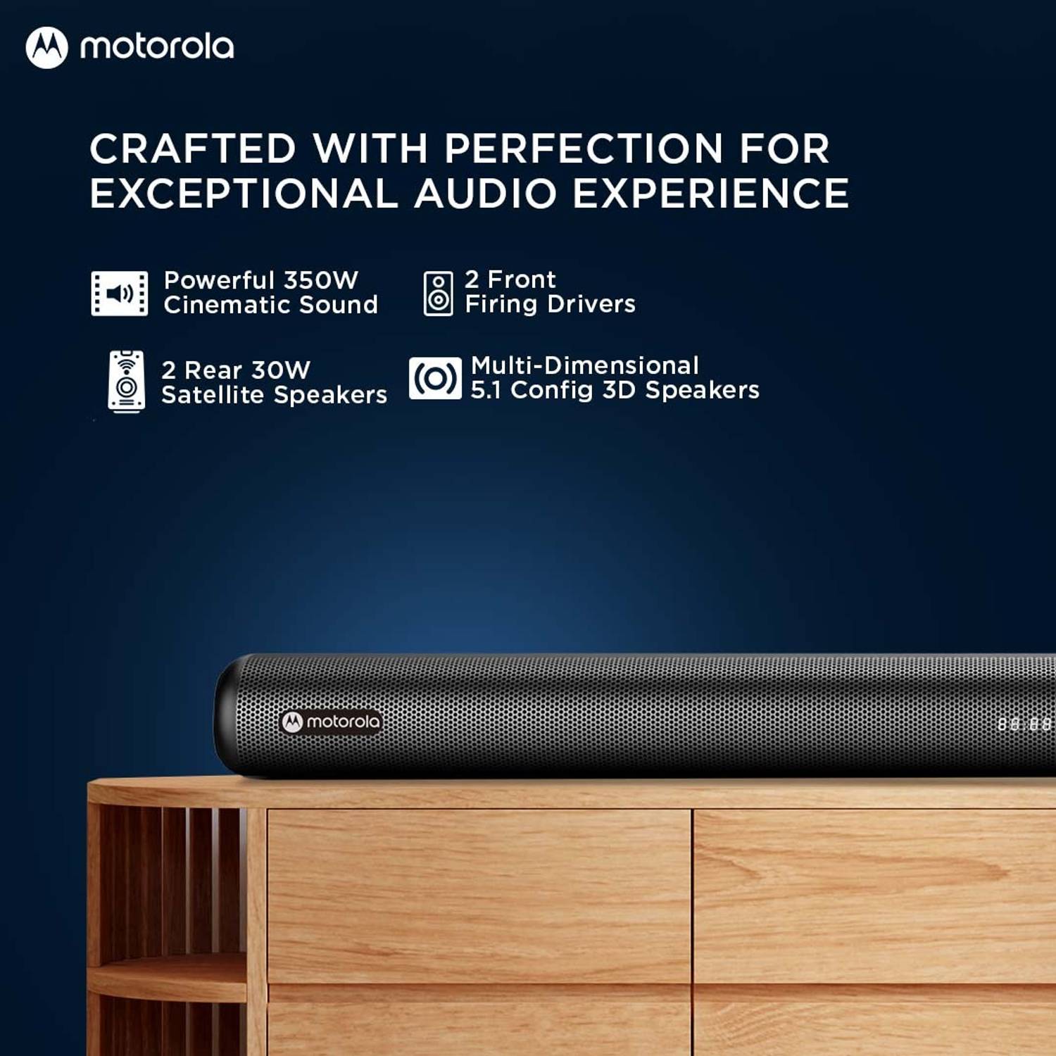 Motorola AmphisoundX 350W Bluetooth Soundbar Black - Image 3