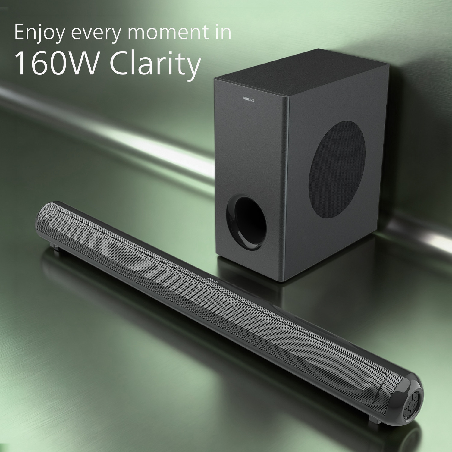 Image of PHILIPS TAB4361 /94 5.5 Inch Subwoofer HDMI ARC, USB & Optical Connectivity 160 W Bluetooth Soundbar