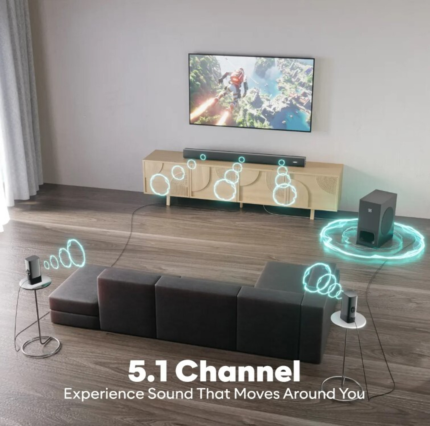 Image of GOVO GOSURROUND 945 PRO 5.1 with 5.25 inch Wired Subwoofer 260 W Bluetooth Soundbar