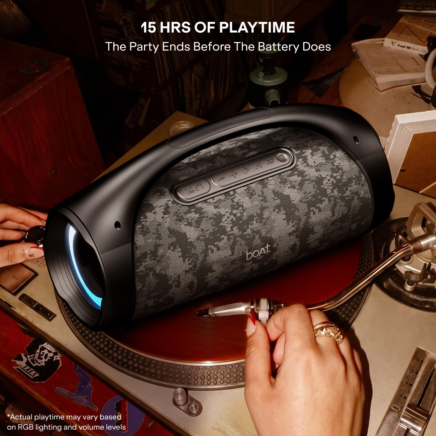 Image of boAt Stone 900, 15H Battery, TWS Mode, Built-In Mic, Voice Assistant,IPX5 80 W Bluetooth Speaker