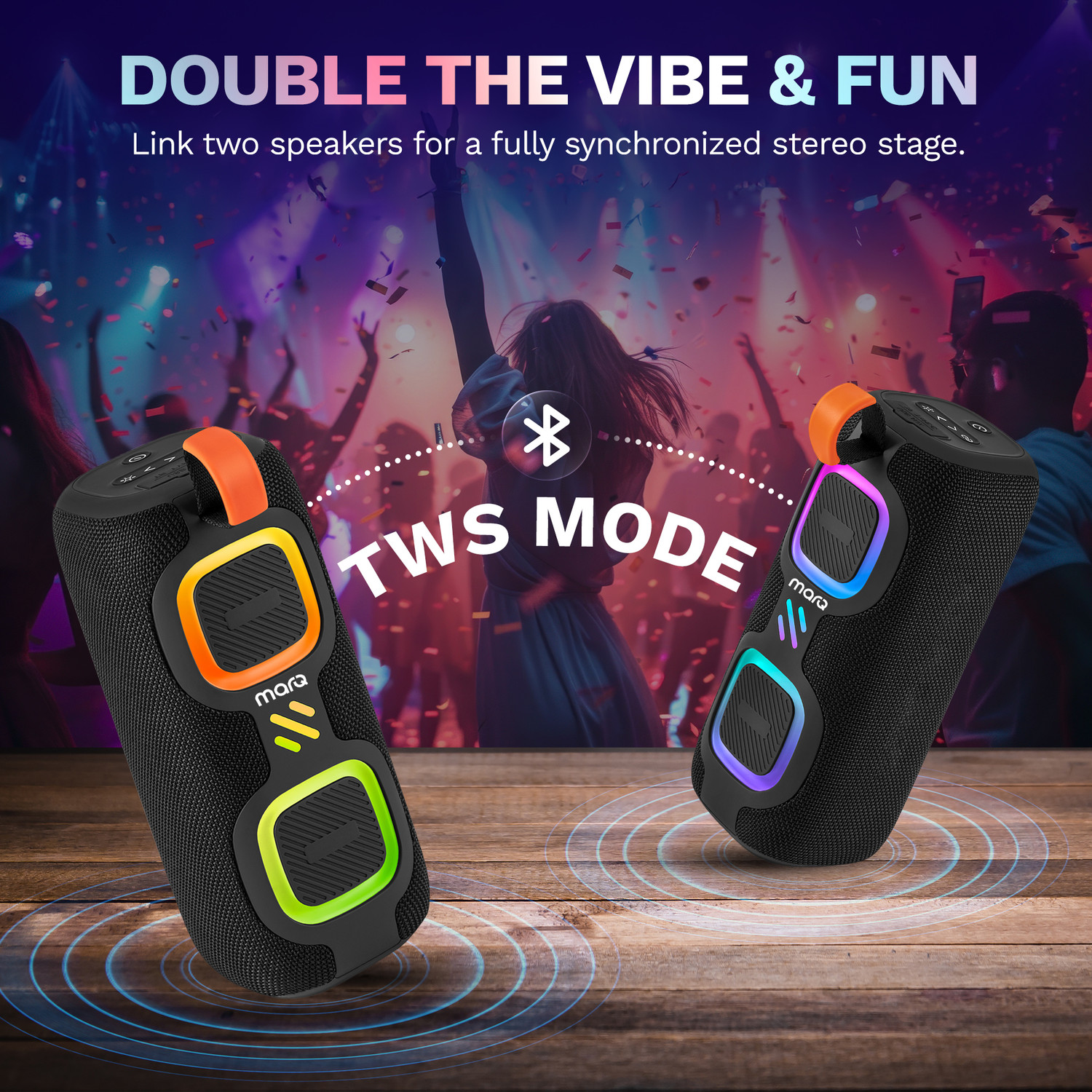 Image of MarQ by Flipkart Party Pod with Powerful Dual Drivers, Upto 5Hrs of Playback, TWS Mode 30 W Bluetooth Speaker
