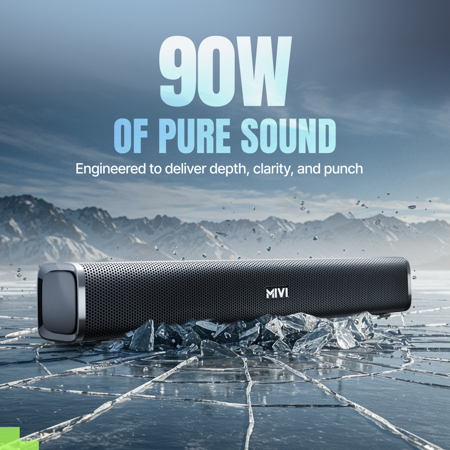 Image of Mivi Fort Sonic X80 Soundbar, 2.1 Channel, Multi-Input & EQ Modes, BT v5.3 90 W Bluetooth Home Audio Speaker