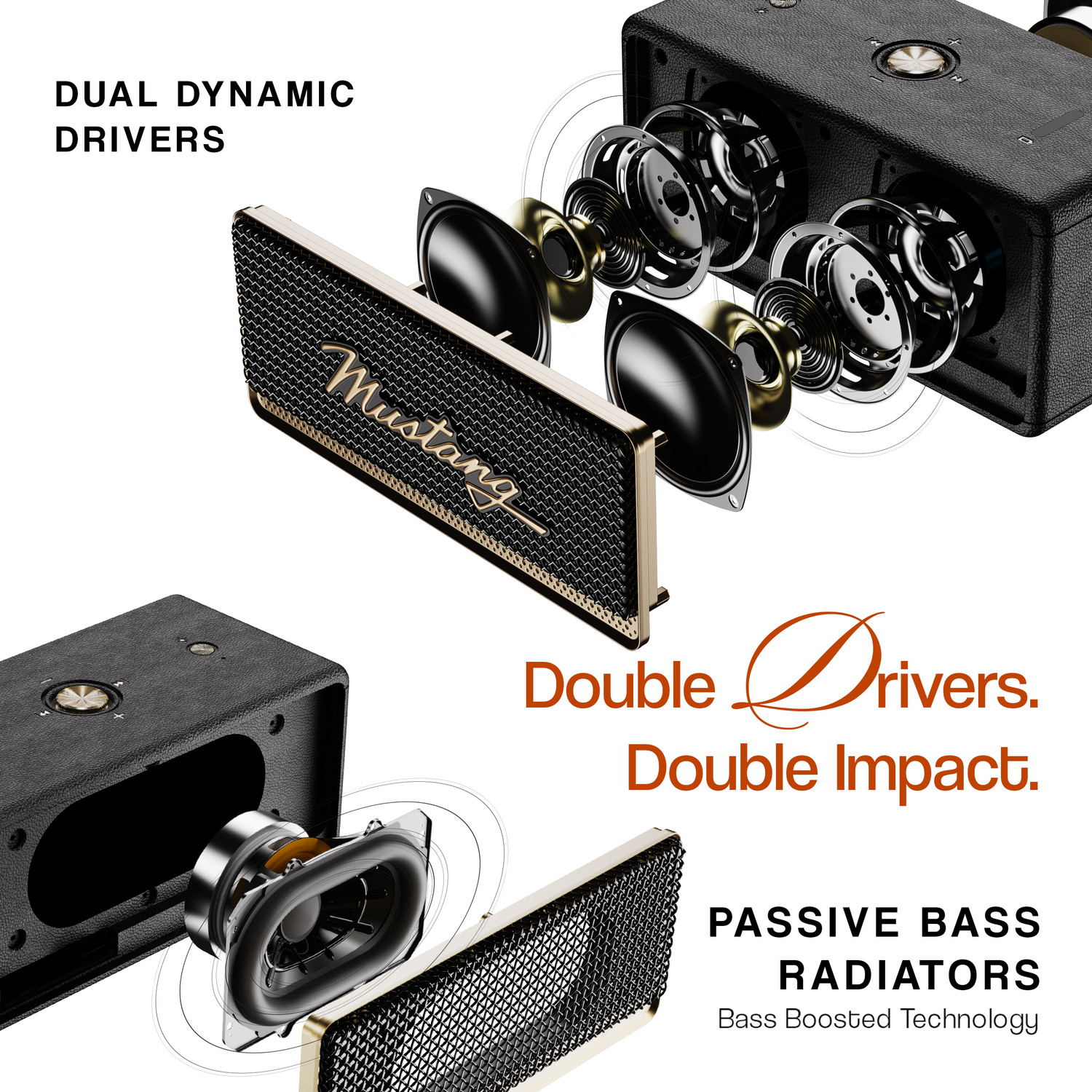 Image of GOBOULT Mustang GT 20, Dual Dynamic Drivers, RGB LEDs, Bass Radiator, BTv 6, 7Hr Battery 20 W Bluetooth Speaker