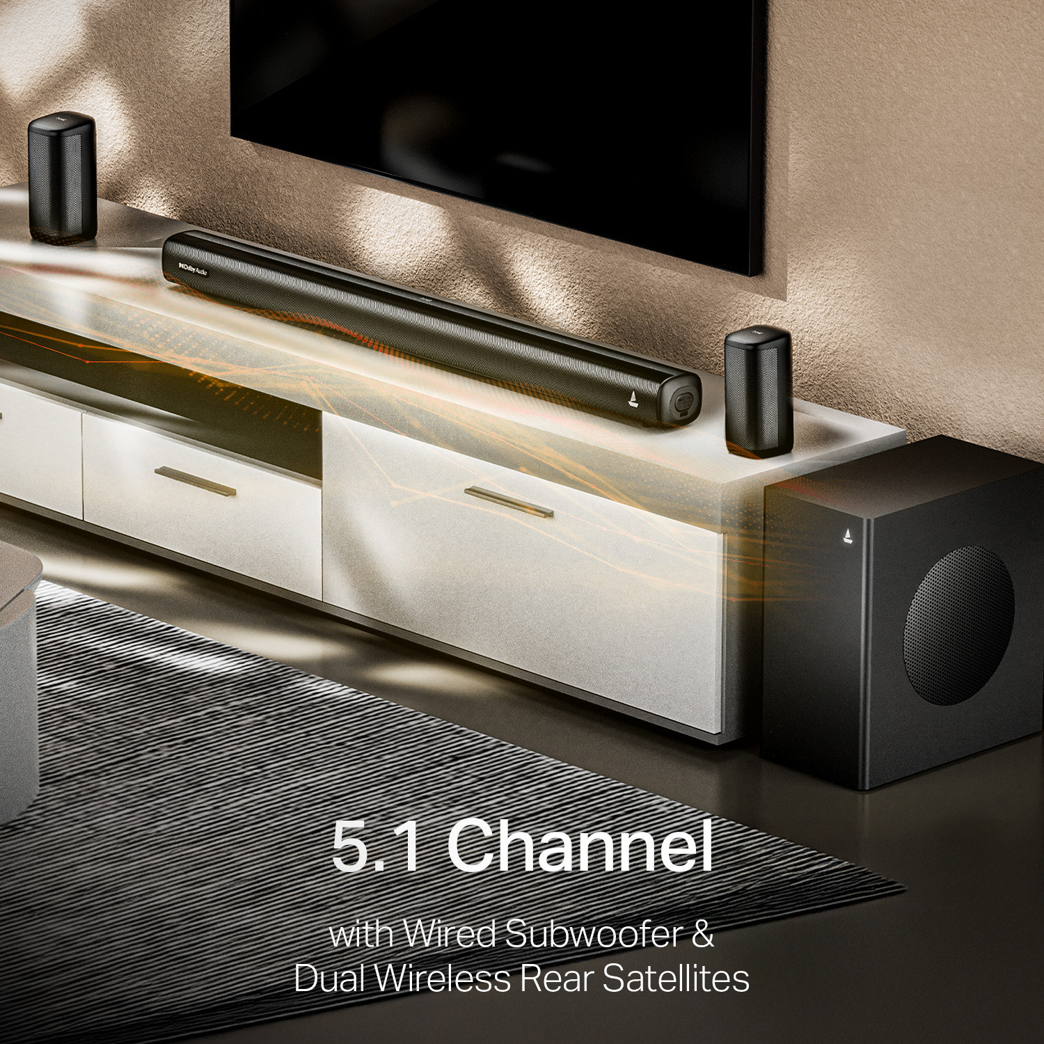 Image of boAt Aavante Prime 5.1 4050D, Dolby Audio, Multi Connect,Wireless Satellites,EQ Modes 400 W Bluetooth Soundbar (Black, 5.1 Channel)