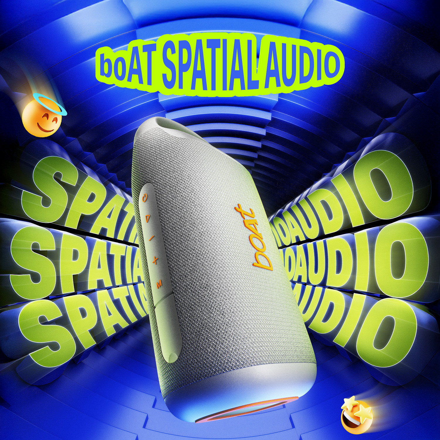 Image of boAt Stone Arc Pro, Spatial Audio, 58mm Drivers, 12H Battery, RGB LEDs & App Support 25 W Bluetooth Speaker (Groovy Grey, Mono Channel)