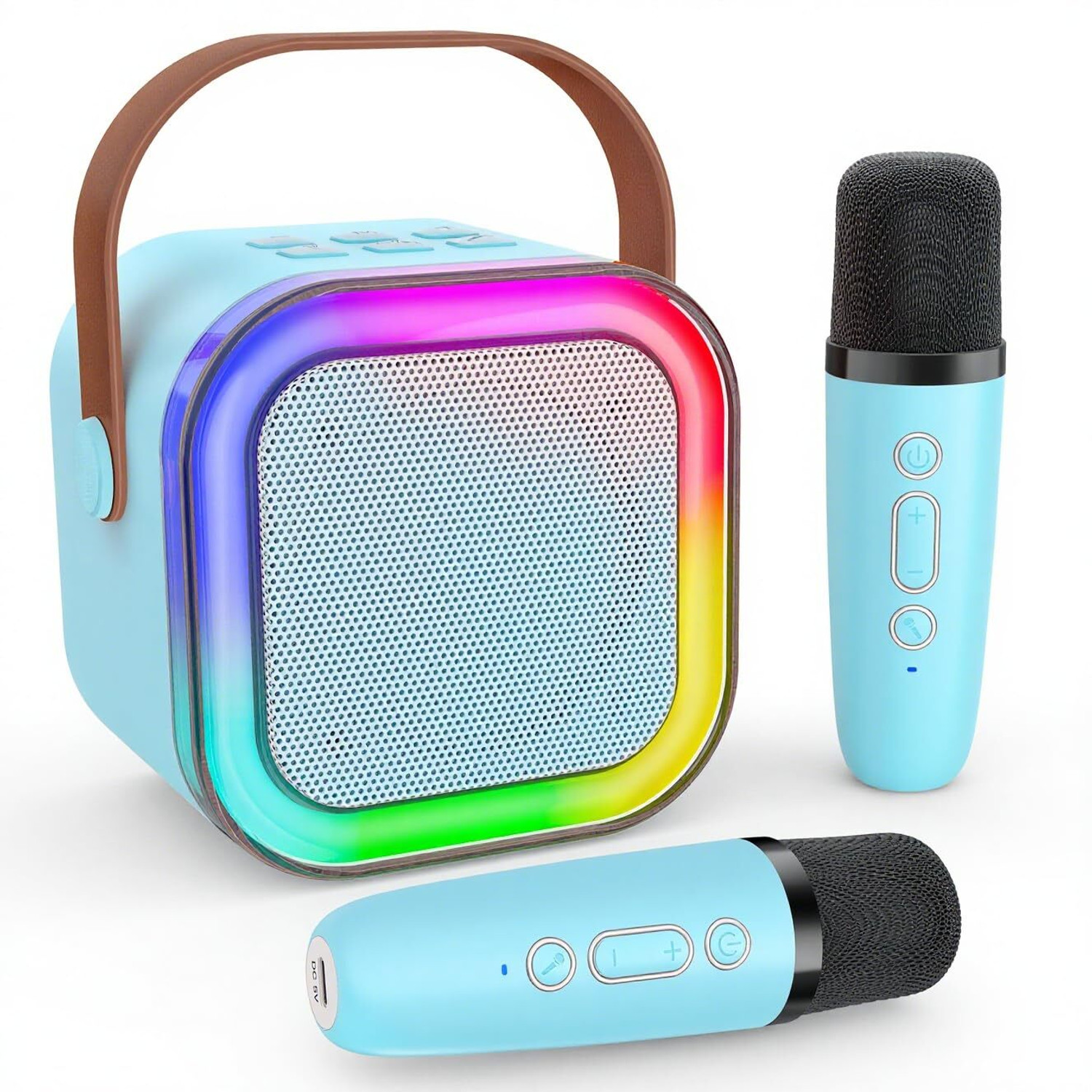 Image of YGM Acoustic Foams Acoustic Foams-Portable Karaoke LED with 2 Mic,5-6 Hrs Playtime & Voice Changing 5 W Bluetooth Party Speaker