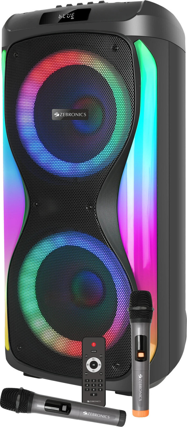 Image of ZEBRONICS Party Fyre 550 Trolley Speaker 5h Playback,Wireless Mic with Display,USB, AUX 240 W Bluetooth Soundbar