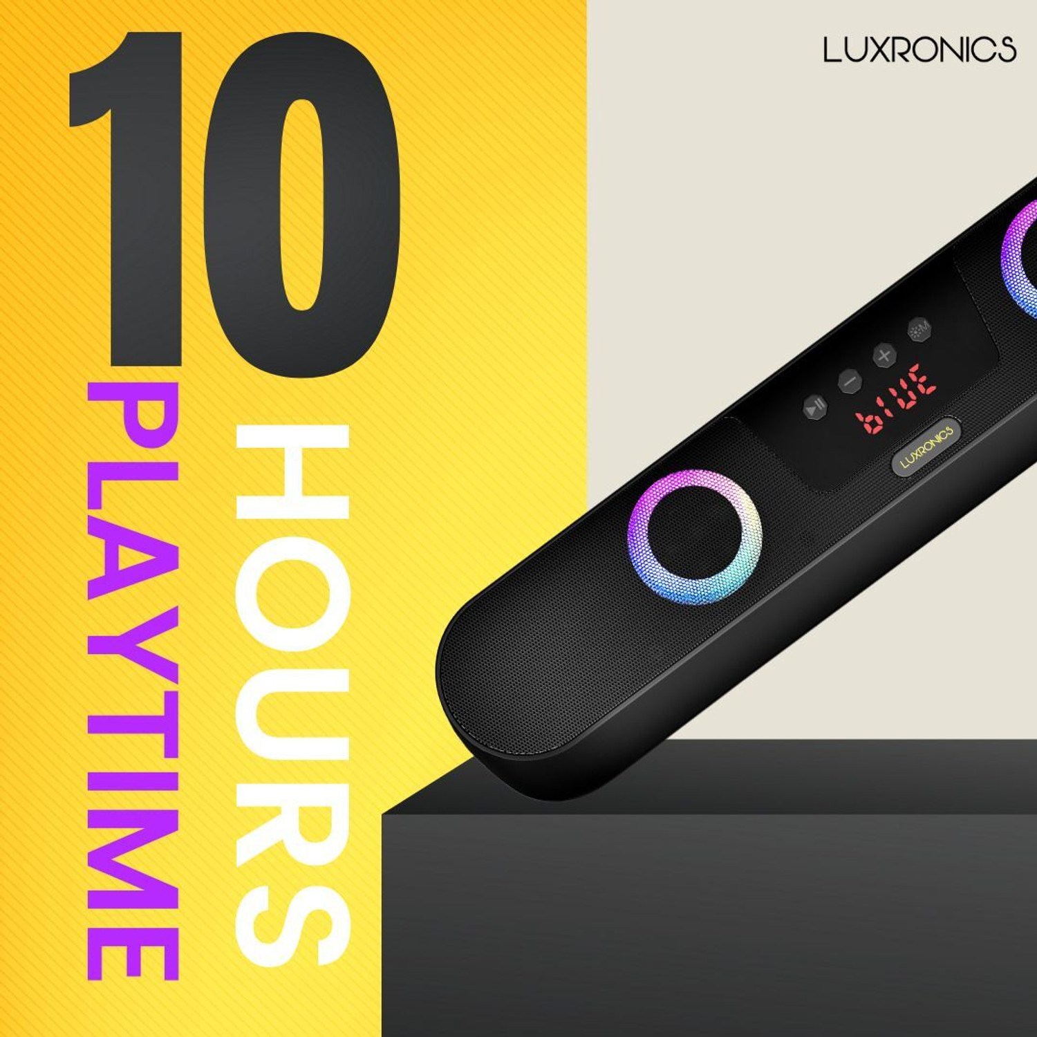 Image of LUXRONICS Vibe-X 20W Wireless Portable Speaker with FM Radio|Aux|BT 5.3V|Gaming RGB Light 20 W Bluetooth Soundbar